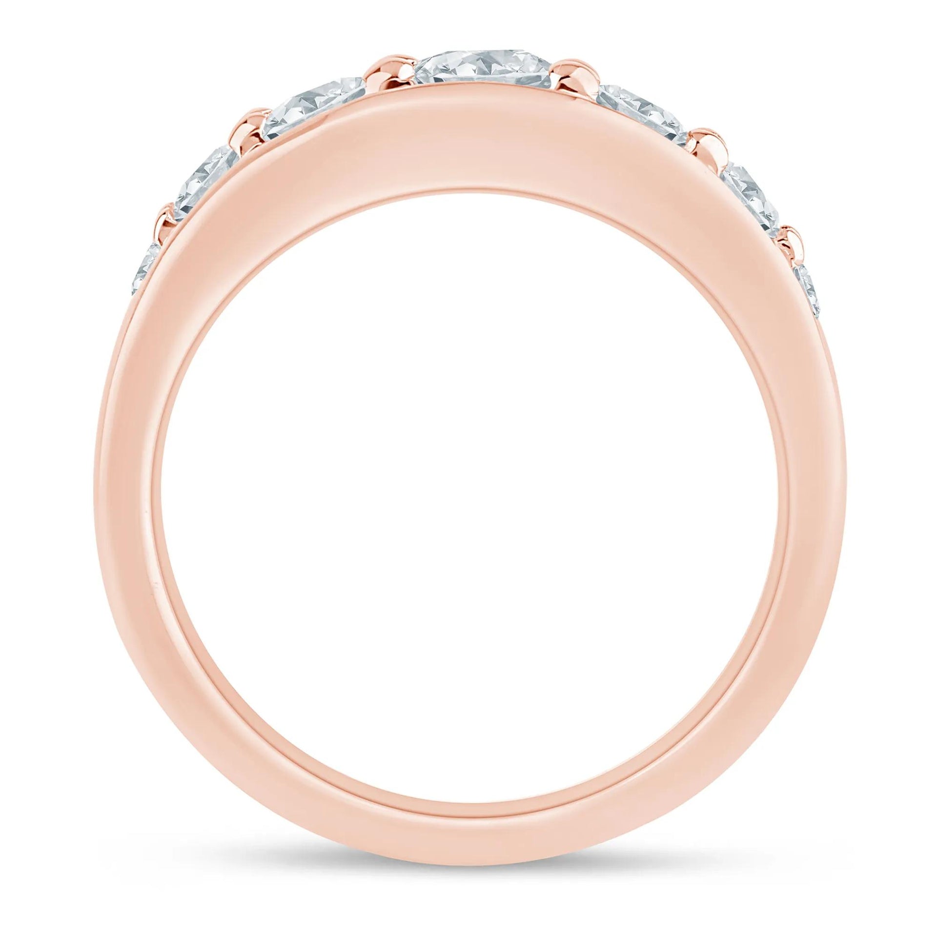 1 CT. Tw. Lab Grown Diamond Graduated Channel Band Ring 14K Rose Gold Size 5 1.5mm