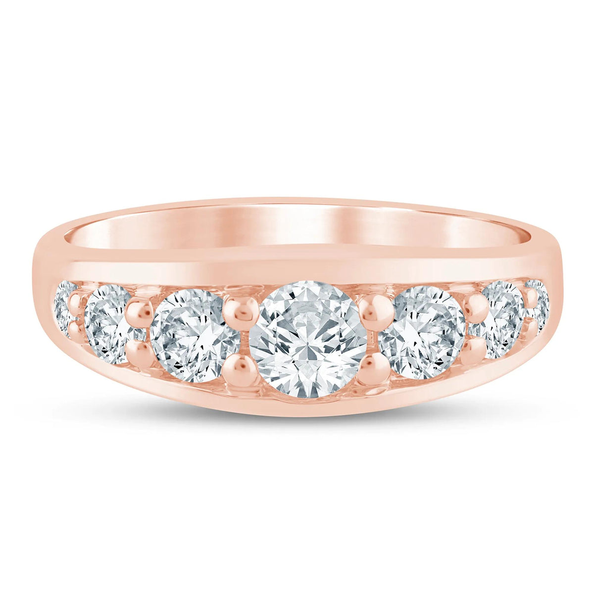 1 CT. Tw. Lab Grown Diamond Graduated Channel Band Ring 14K Rose Gold Size 5 1.5mm