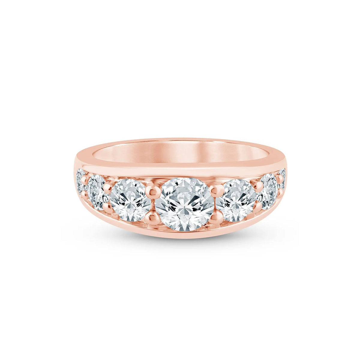 2 CT. Tw. Lab Grown Diamond Graduated Channel Band Ring 14K Rose Gold Size 9 2mm