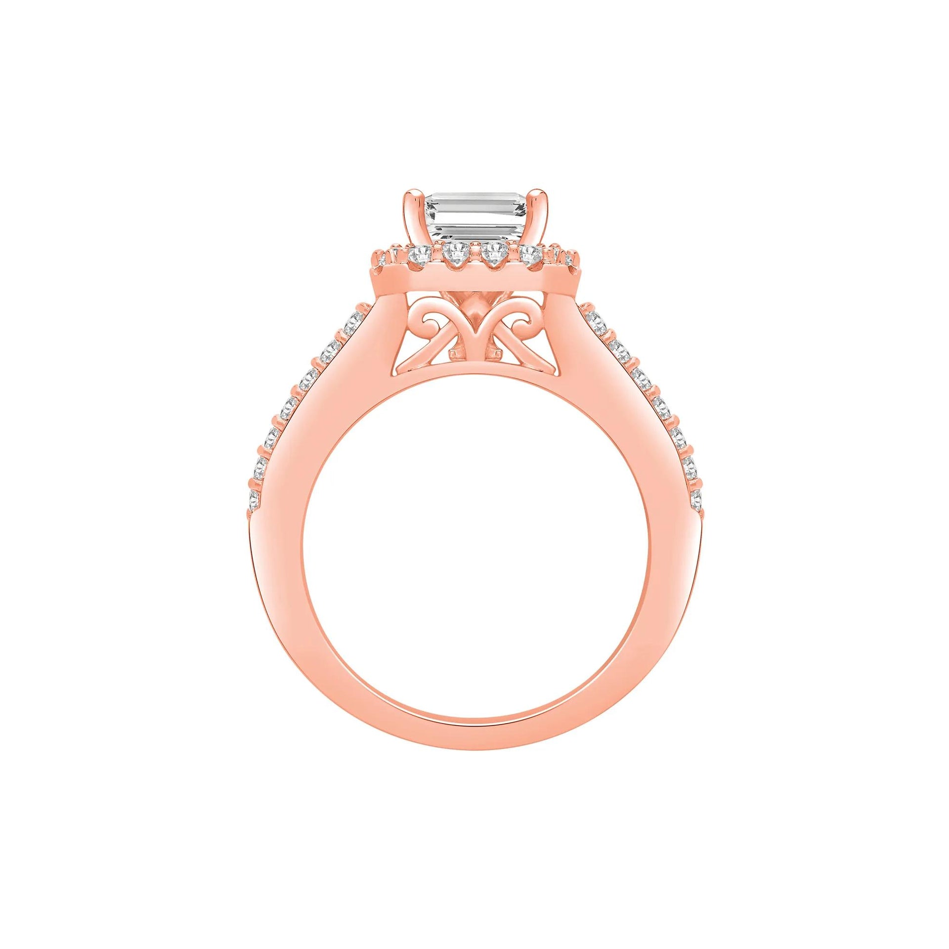 3 1/2 CT. Tw. Lab Grown Diamond Halo Engagement Ring 14K Rose Gold Size 9 8mm