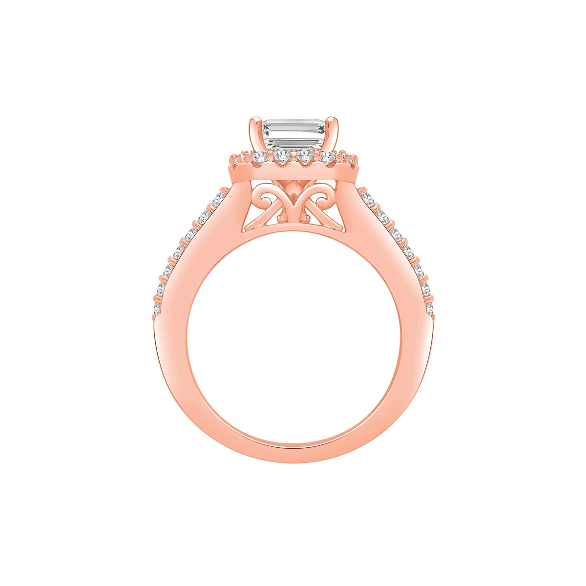 3 1/2 CT. Tw. Lab Grown Diamond Halo Engagement Ring 14K Rose Gold Size 8.5 8mm