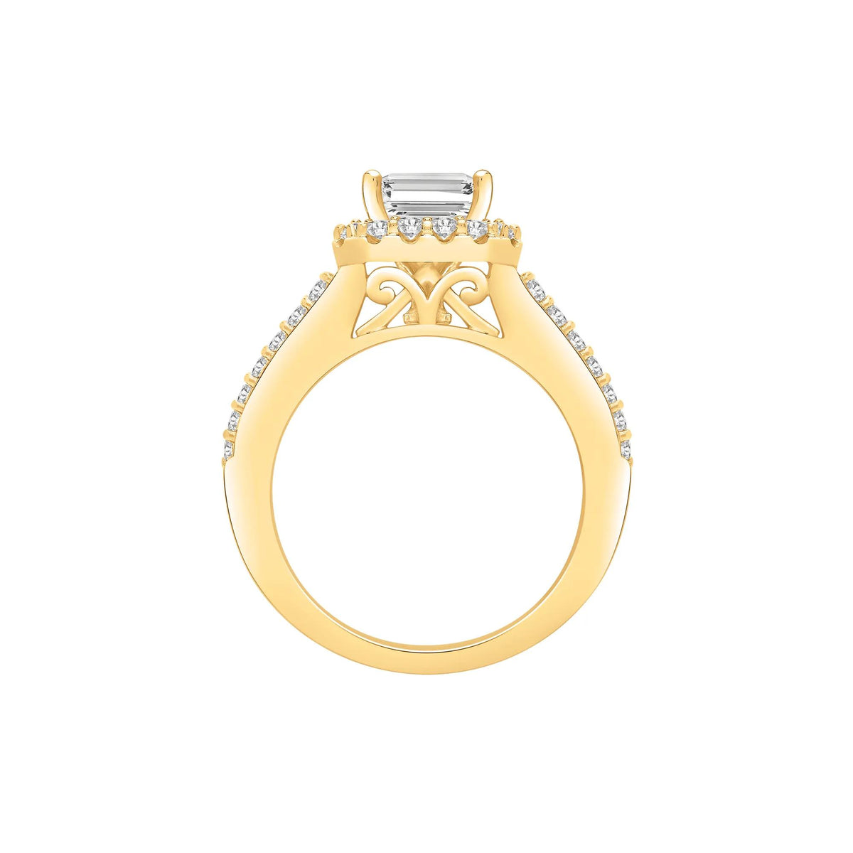 3 1/2 CT. Tw. Lab Grown Diamond Halo Engagement Ring 14K Yellow Gold Size 8 8mm