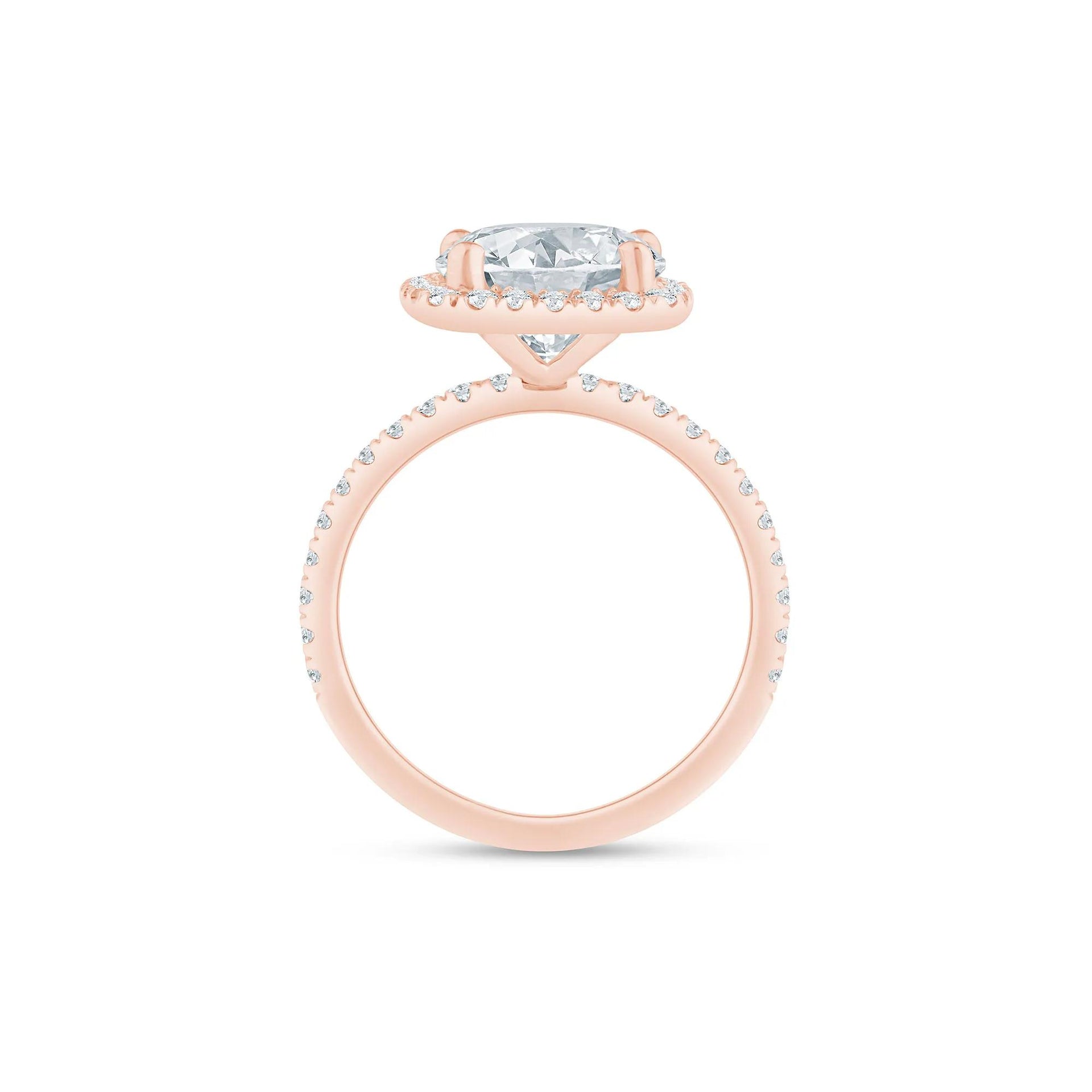 4 CT. Tw. Lab Grown Diamond Halo Engagement Ring 14K Rose Gold Size 6.5 1.5mm