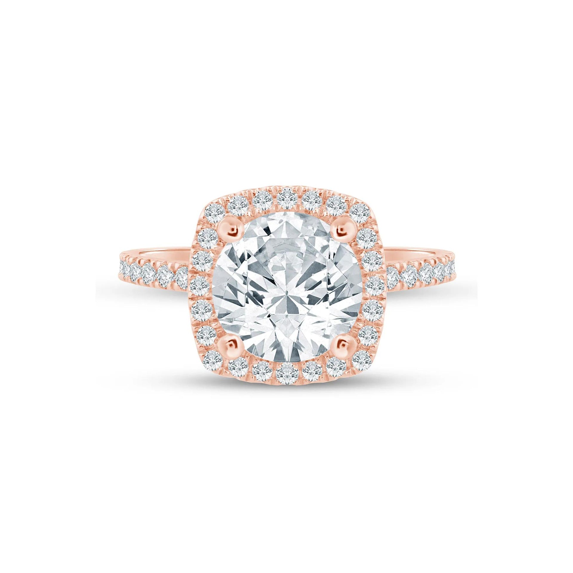4 CT. Tw. Lab Grown Diamond Halo Engagement Ring 14K Rose Gold Size 6.5 1.5mm