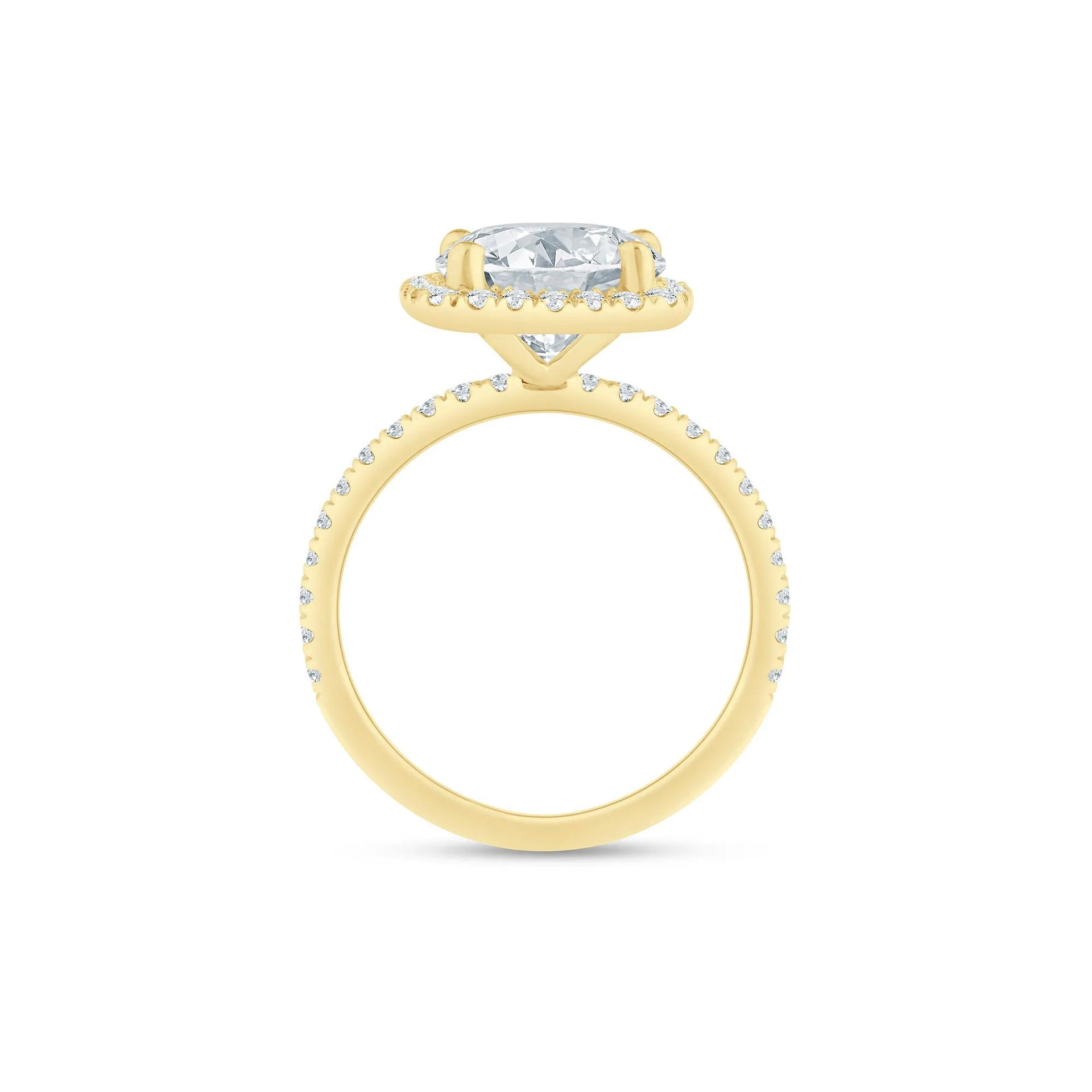 4 CT. Tw. Lab Grown Diamond Halo Engagement Ring 14K Yellow Gold Size 5.5 1.5mm