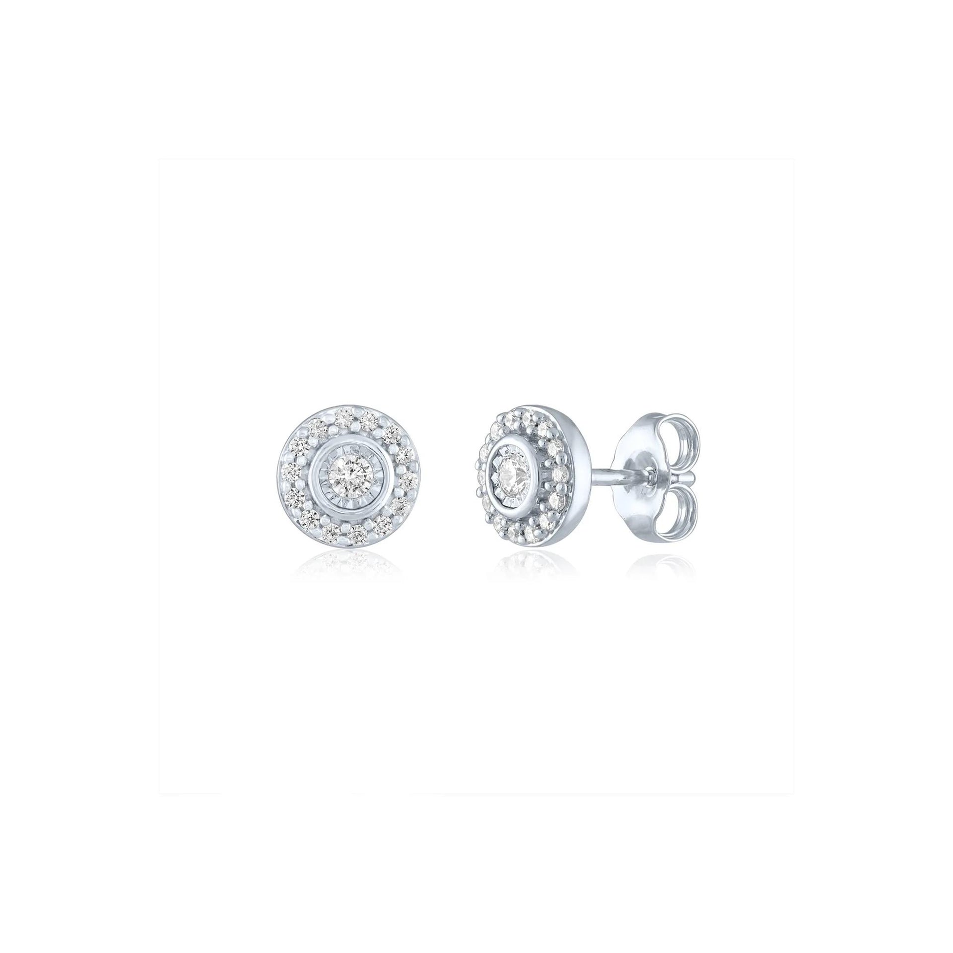 1/3 CT. Tw. Lab Grown Diamond Halo Illusion Stud Earrings & Pendant Set .925 Sterling Silver White Size 18"