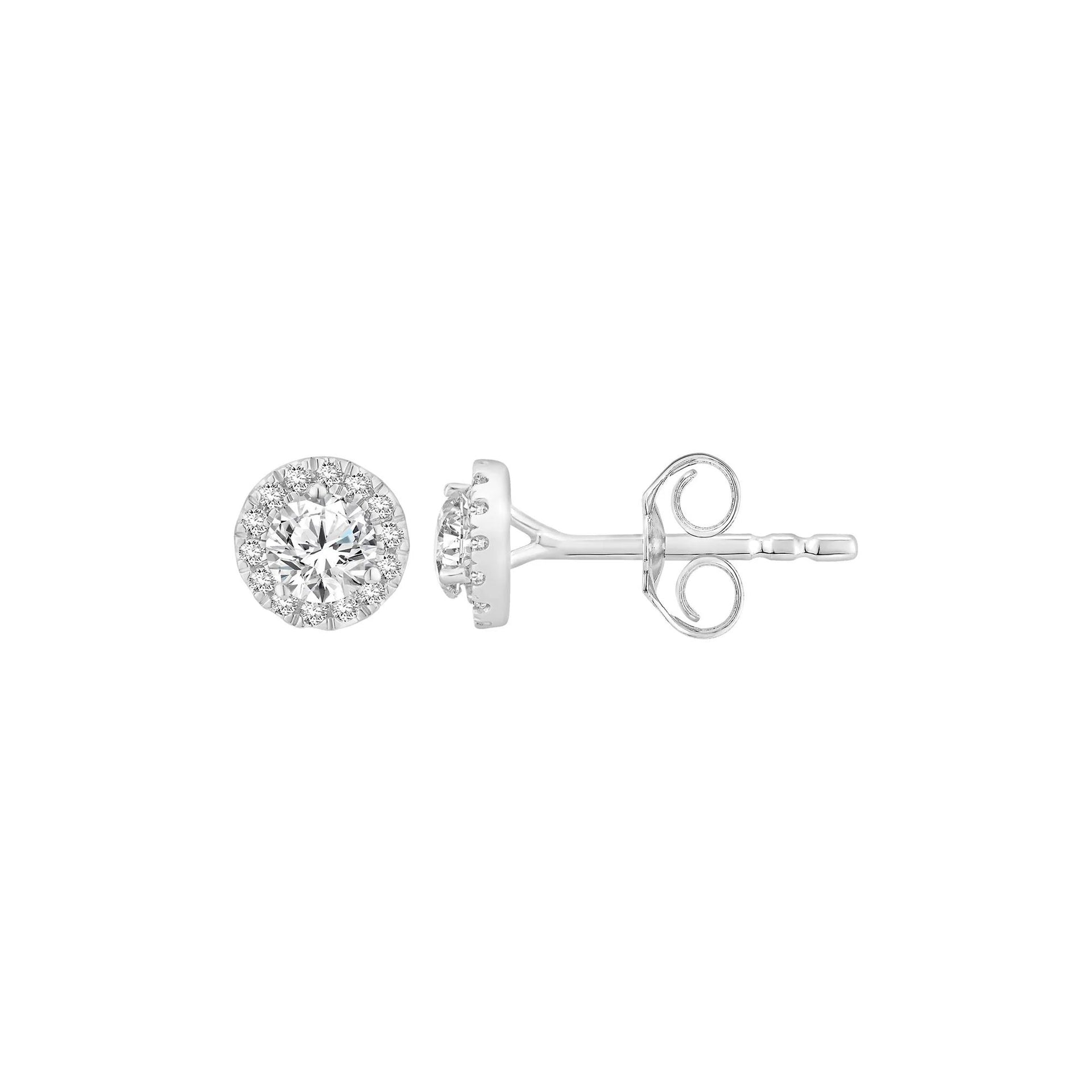 1/2 CT. Tw. Lab Grown Diamond Halo Stud Earrings 10K White Gold Size 8.00mm