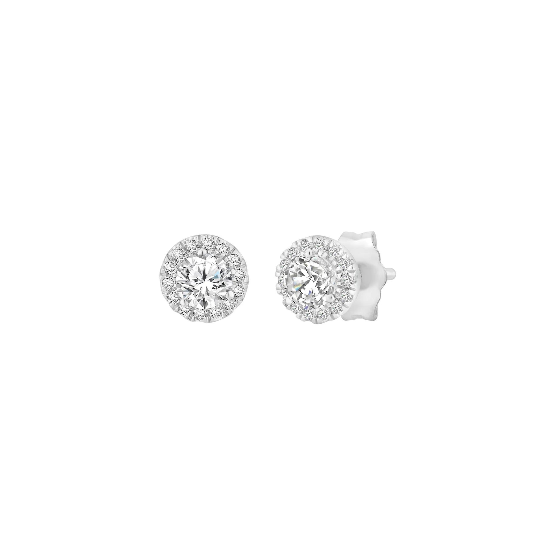 1/2 CT. Tw. Lab Grown Diamond Halo Stud Earrings 10K White Gold Size 8.00mm