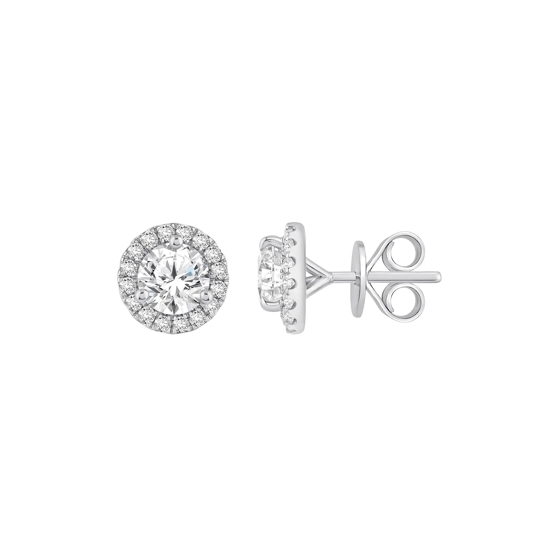2 1/2 CT. Tw. Lab Grown Diamond Halo Stud Earrings 10K White Gold Size 9.50mm