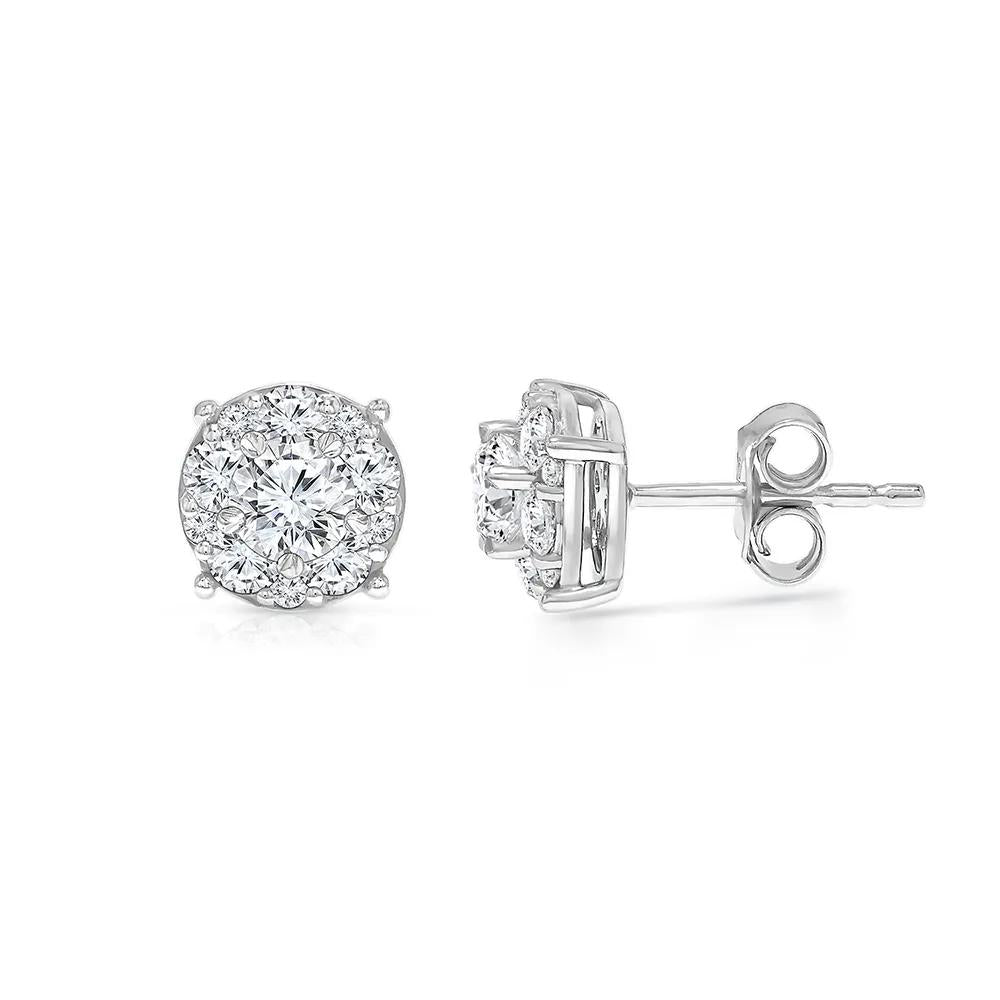 1/2 CT. Tw. Lab Grown Diamond Halo Stud Earrings 14K White Gold Size 7.50mm