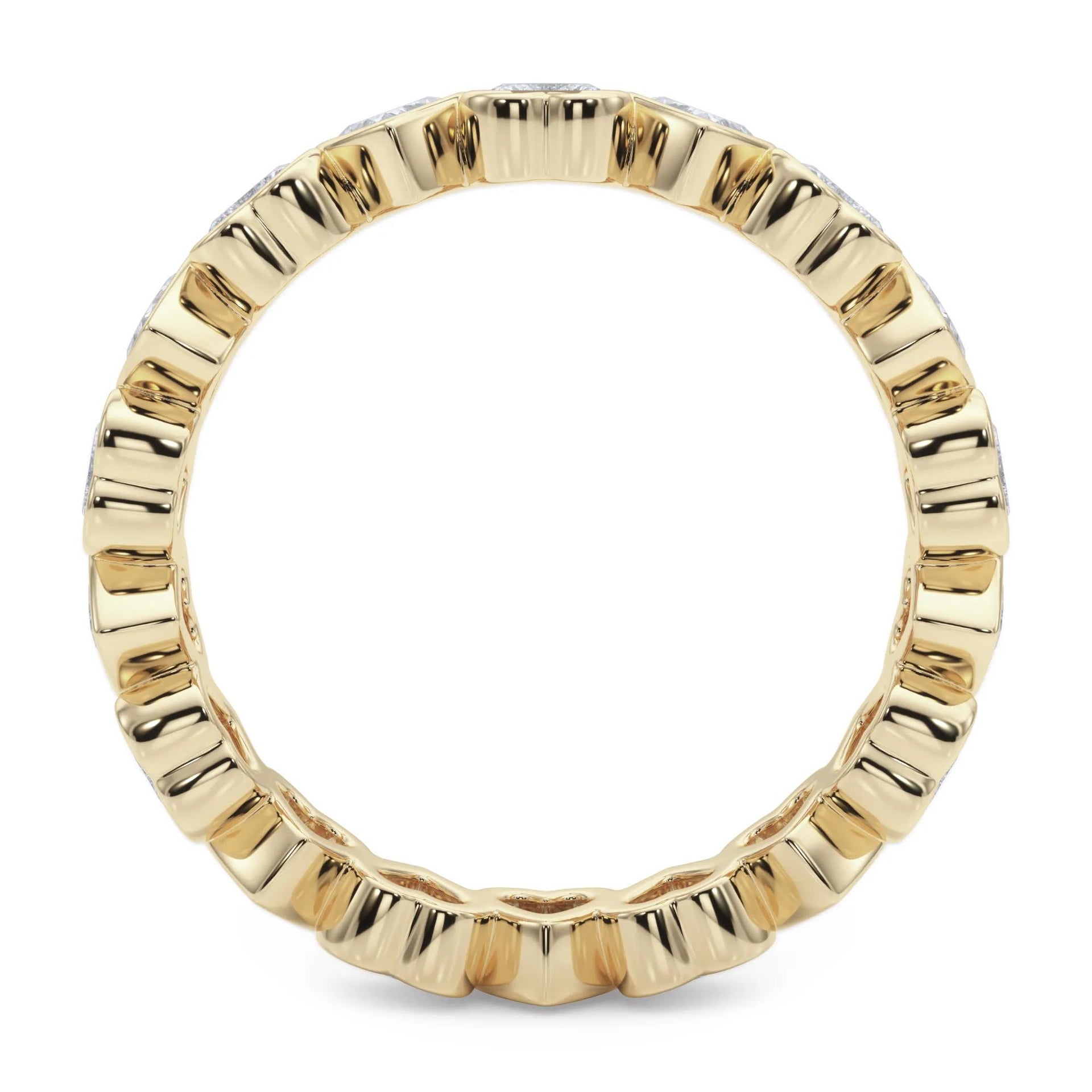 2 CT. Tw. Lab Grown Diamond Heart Bezel Eternity Band Ring 14K Yellow Gold Size 6 2.5mm