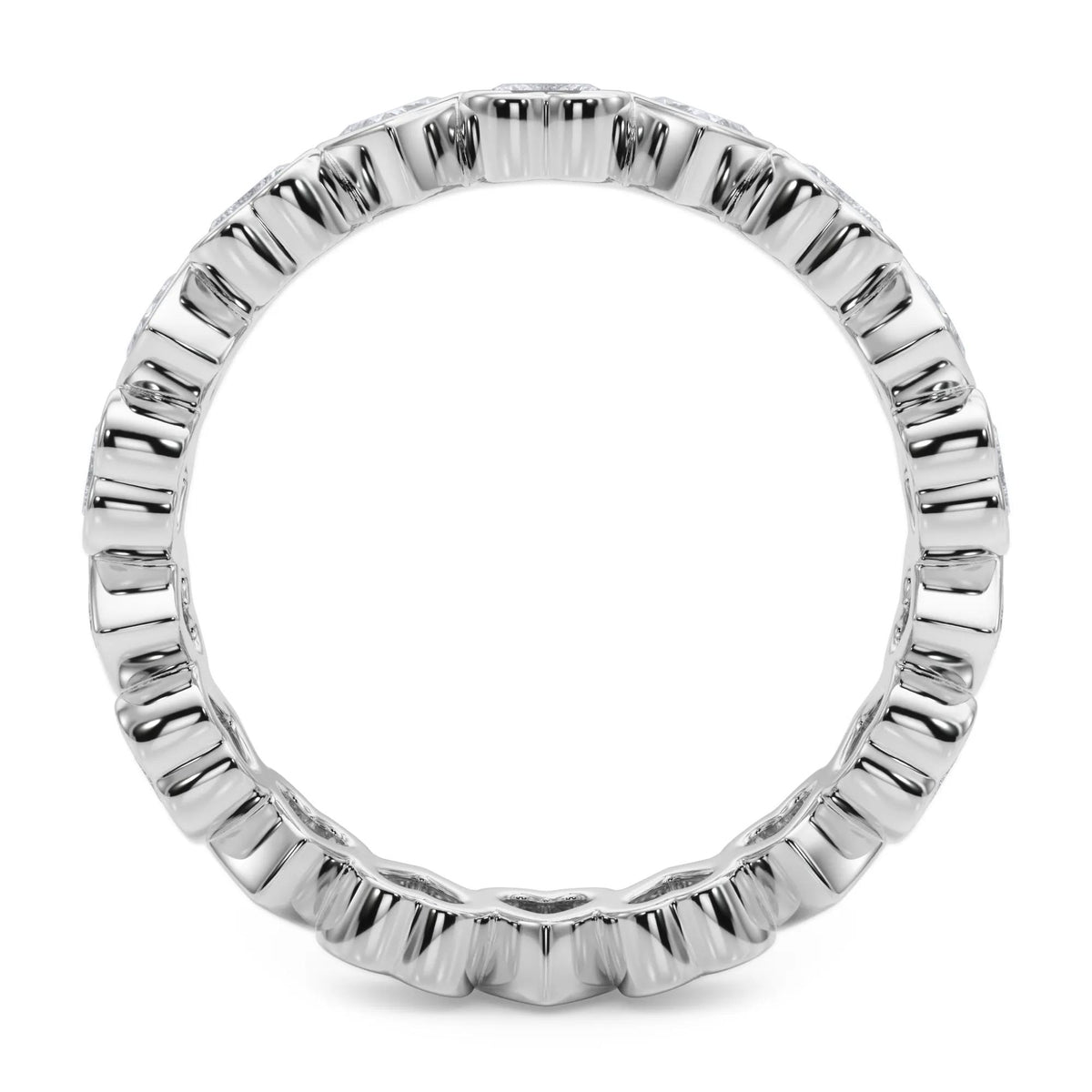 2 CT. Tw. Lab Grown Diamond Heart Bezel Eternity Band Ring Platinum White Size 4.5 2.5mm