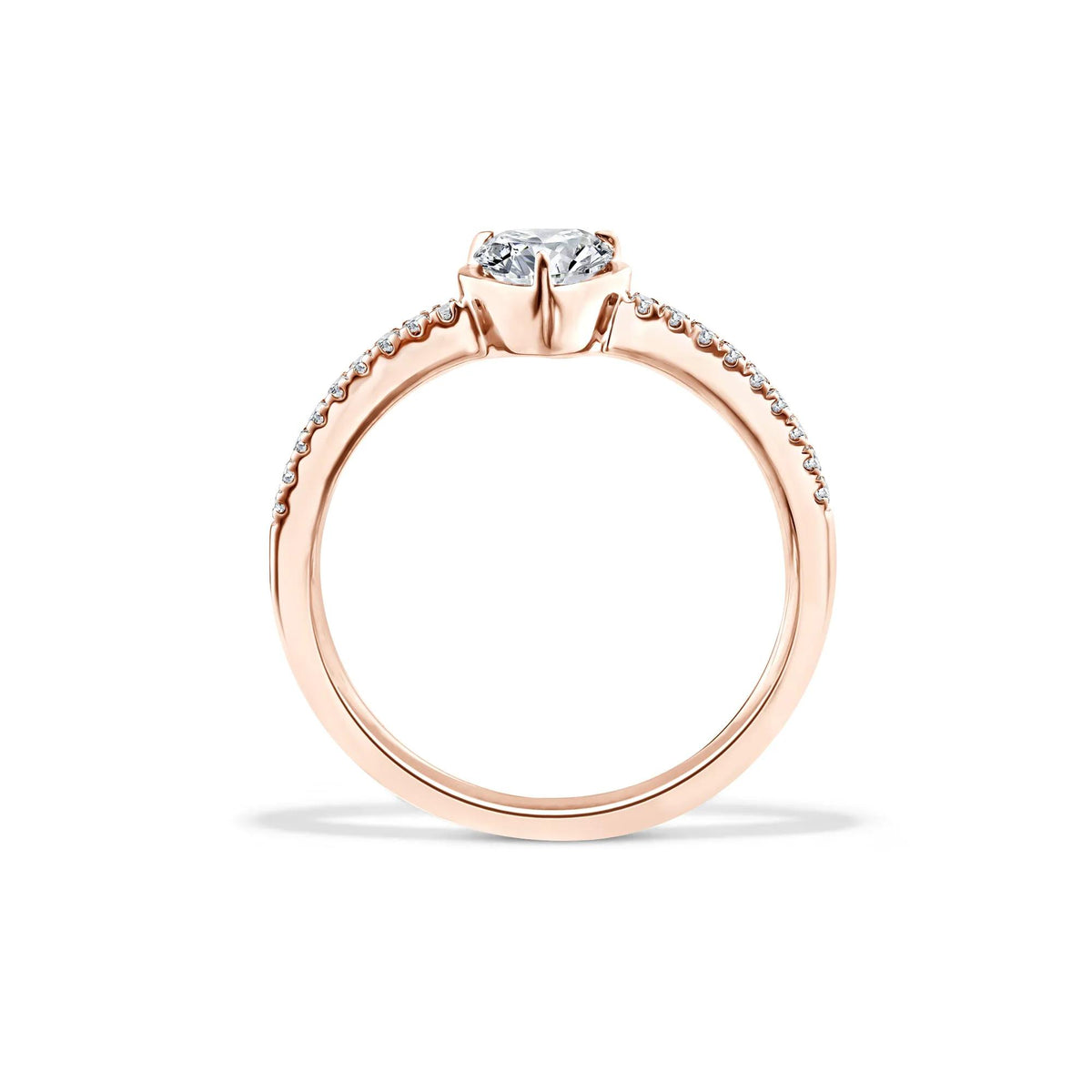 1/2 CT. Tw. Lab Grown Diamond Heart Center Promise Ring 10K Rose Gold Size 6.5