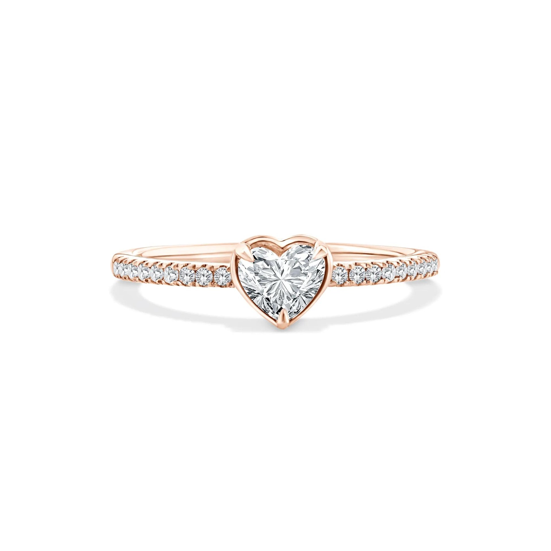 1/2 CT. Tw. Lab Grown Diamond Heart Center Promise Ring 10K Rose Gold Size 6.5