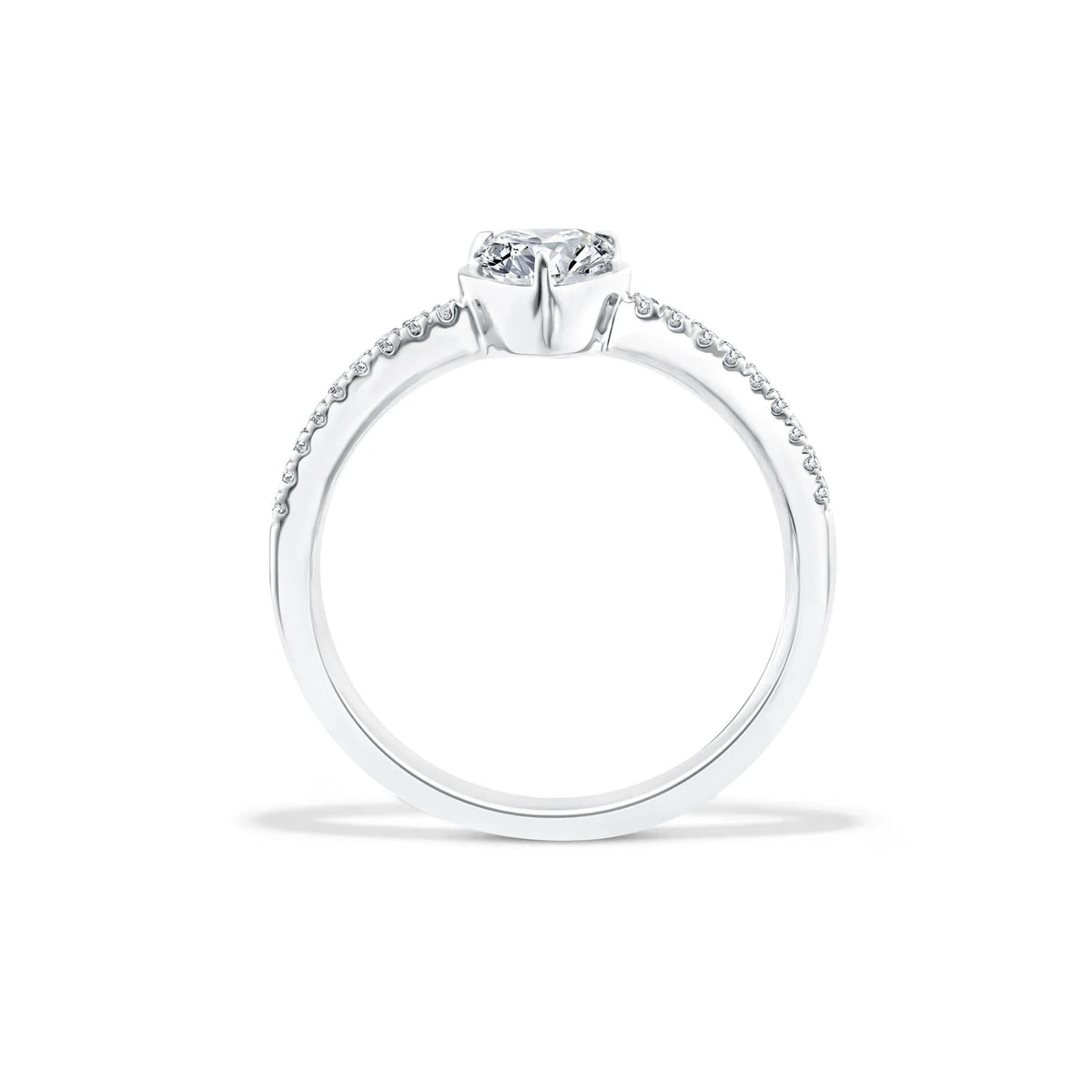 1/2 CT. Tw. Lab Grown Diamond Heart Center Promise Ring 10K White Gold Size 6.5