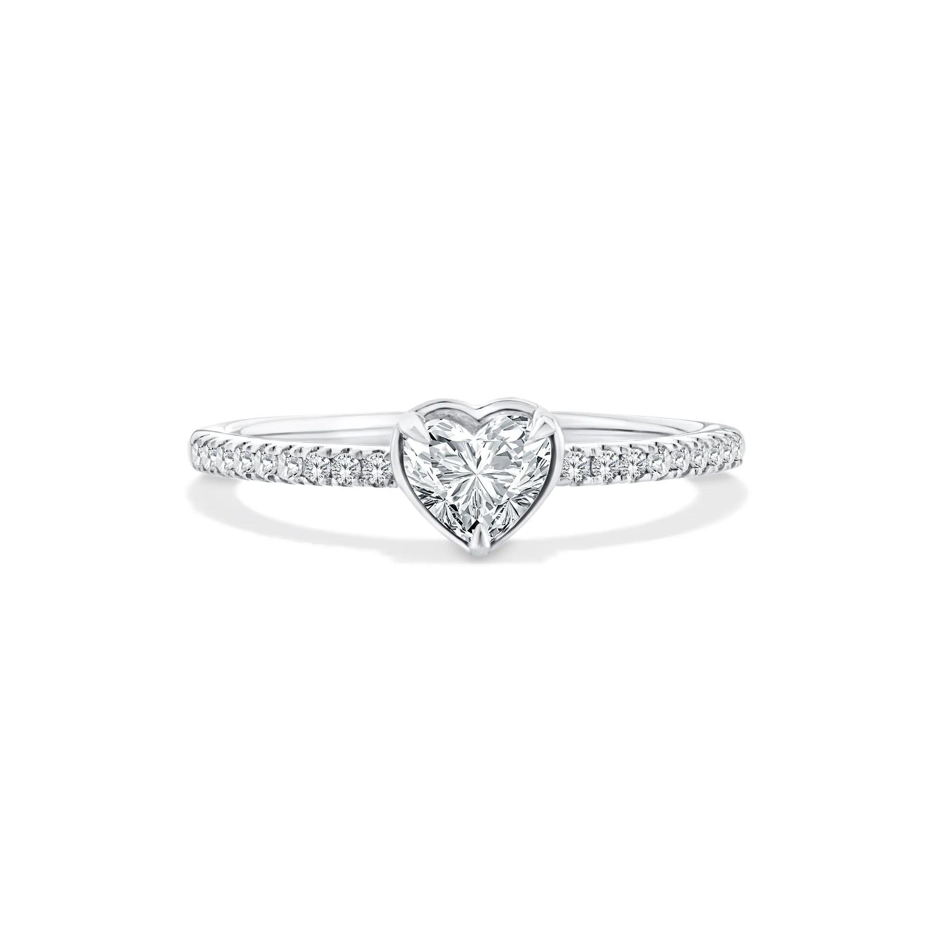 1/2 CT. Tw. Lab Grown Diamond Heart Center Promise Ring 10K White Gold Size 6.5