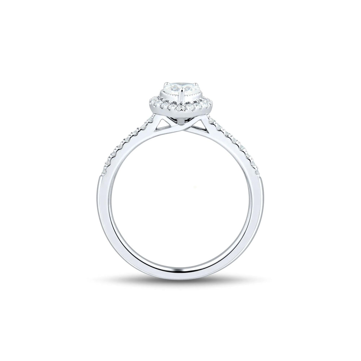 1/2 CT. Tw. Lab Grown Diamond Heart-Shaped Center Promise Ring 10K White Gold Size 6 1mm
