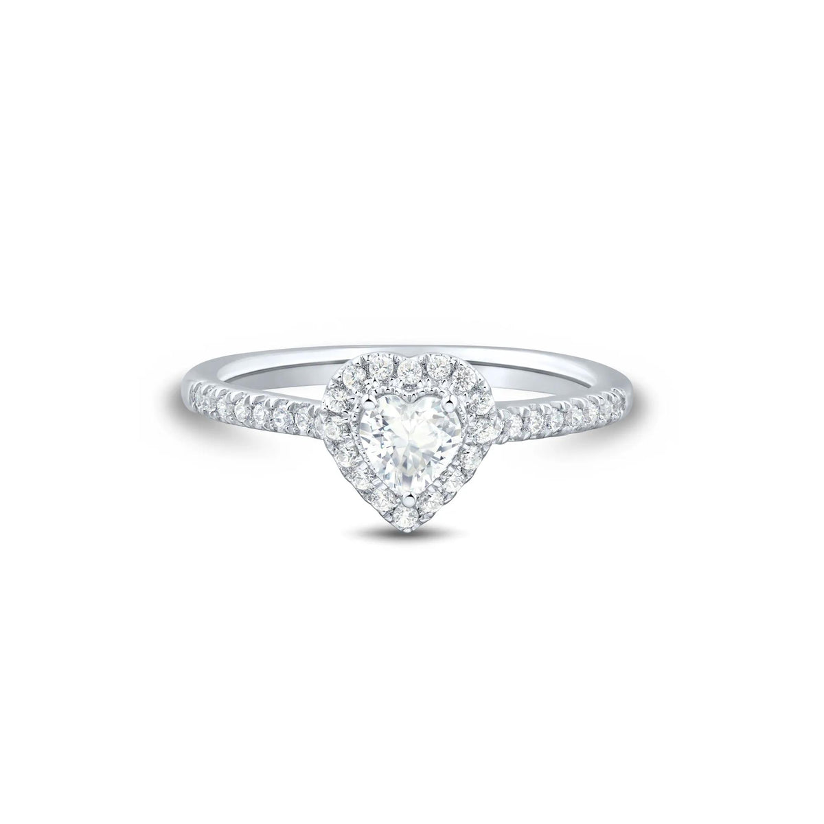 1/2 CT. Tw. Lab Grown Diamond Heart-Shaped Center Promise Ring 10K White Gold Size 6 1mm