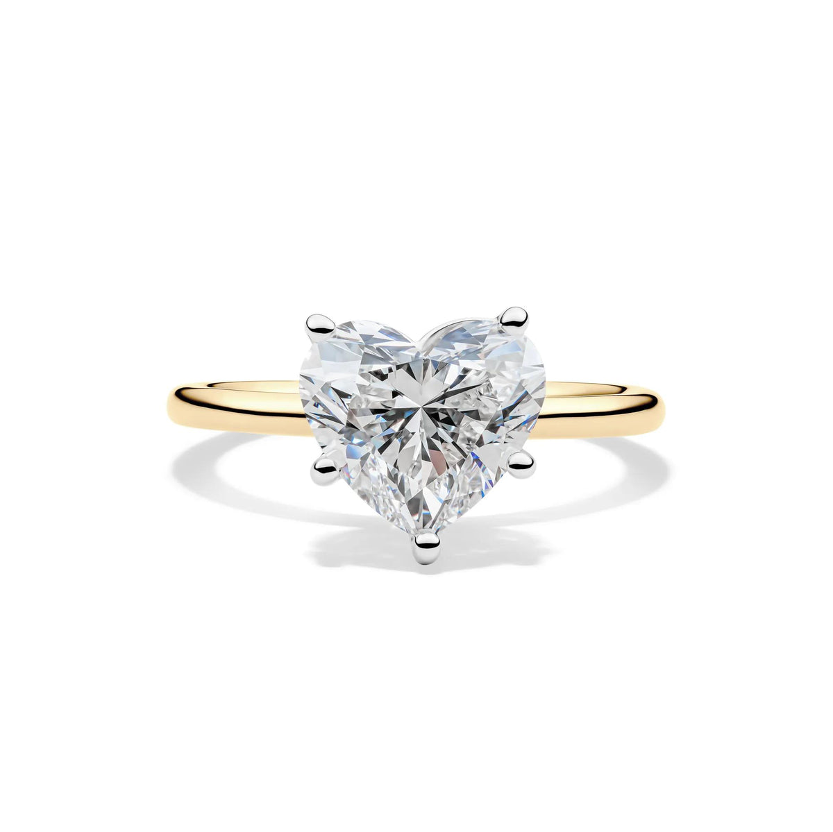 Lab Grown Diamond Heart-Shaped Solitaire Ring 14K Yellow & White Gold (3 CT.) Size 6 2mm
