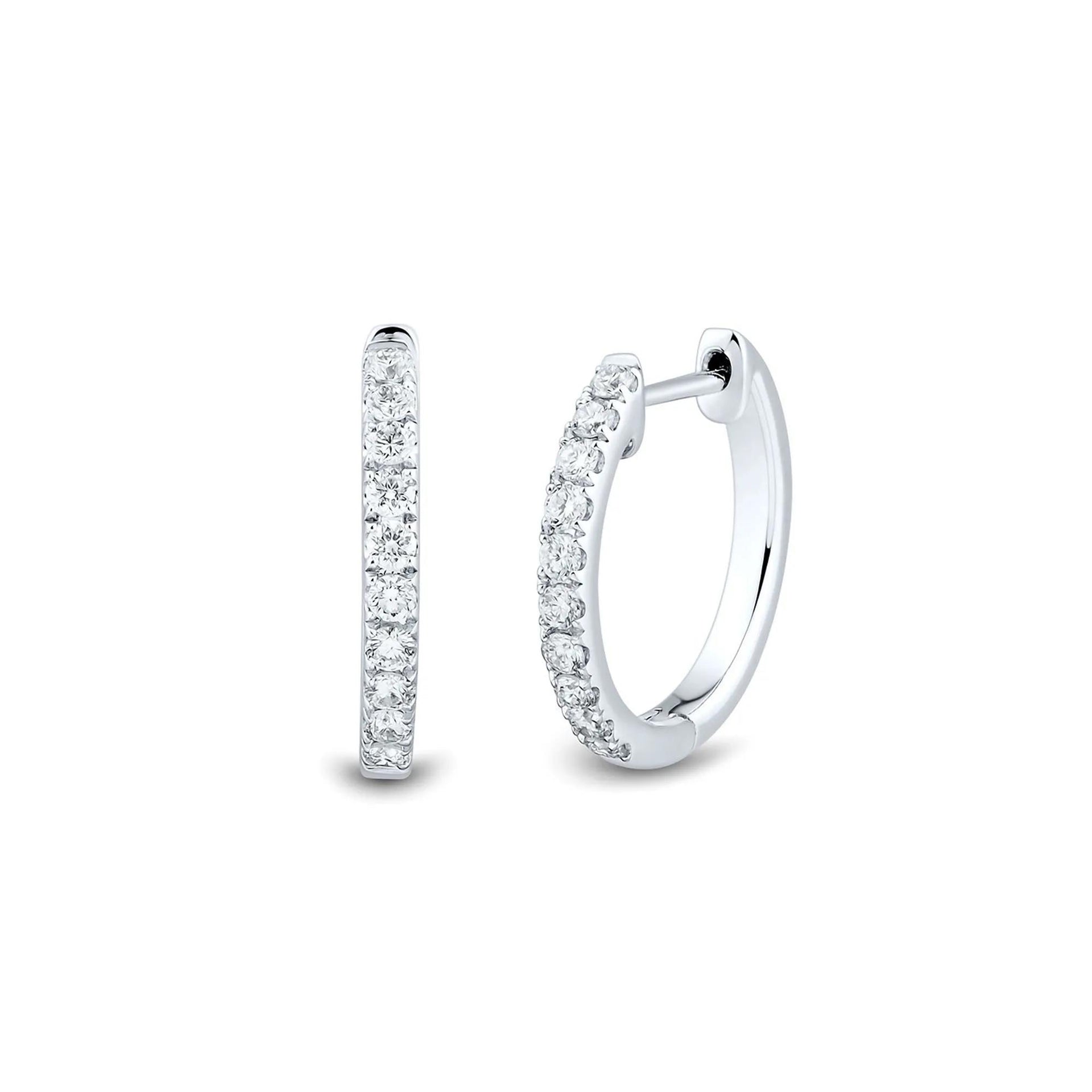 1/4 CT. Tw. Lab Grown Diamond Hoop Earrings 14K White Gold Size 14.00mm