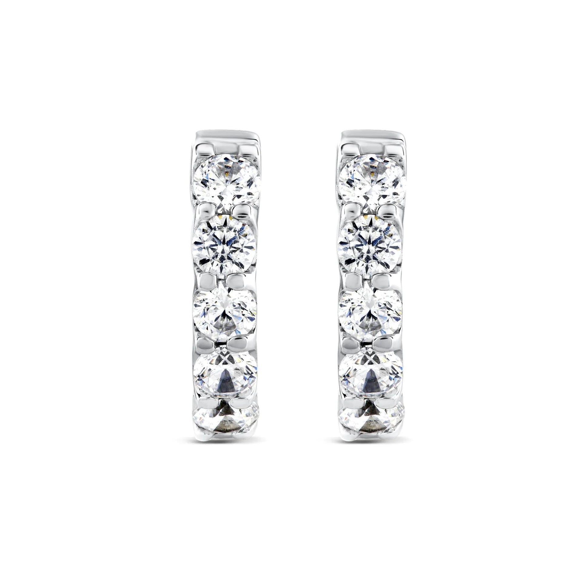 2 CT. Tw. Lab Grown Diamond Hoop Earrings 10K White Gold Size 13.50mm