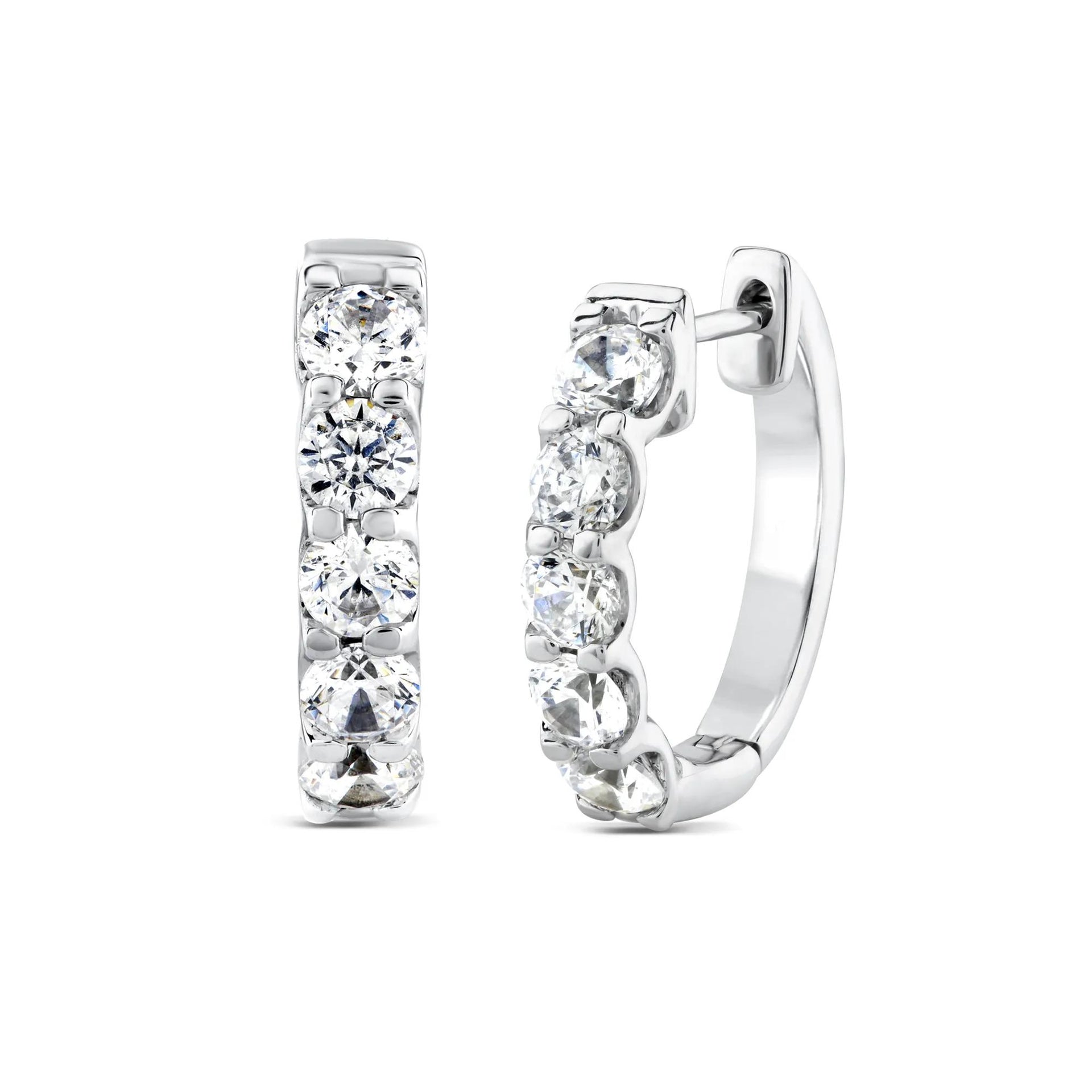 2 CT. Tw. Lab Grown Diamond Hoop Earrings 10K White Gold Size 13.50mm