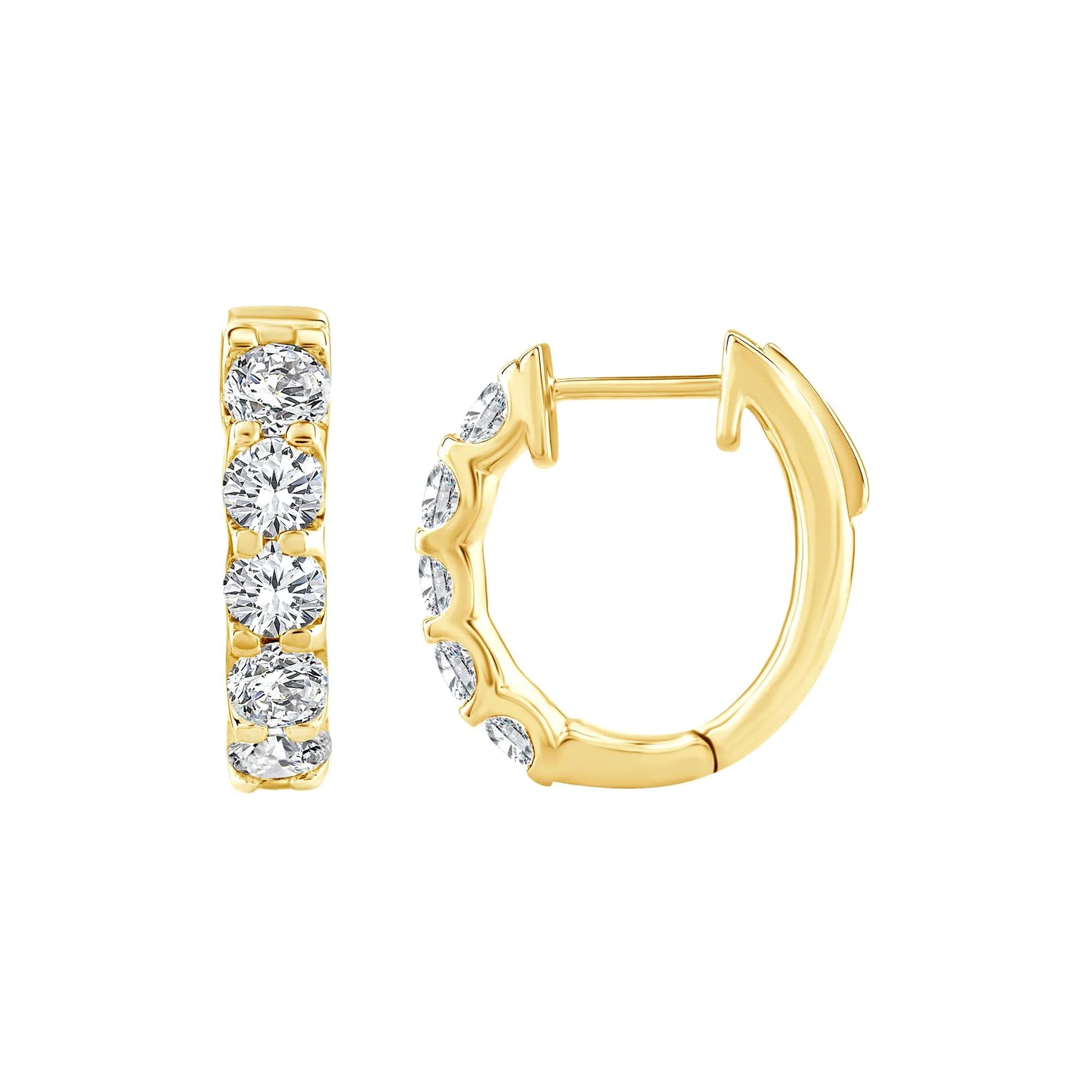 2 CT. Tw. Lab Grown Diamond Hoop Earrings 10K Yellow Gold Size 13.50mm