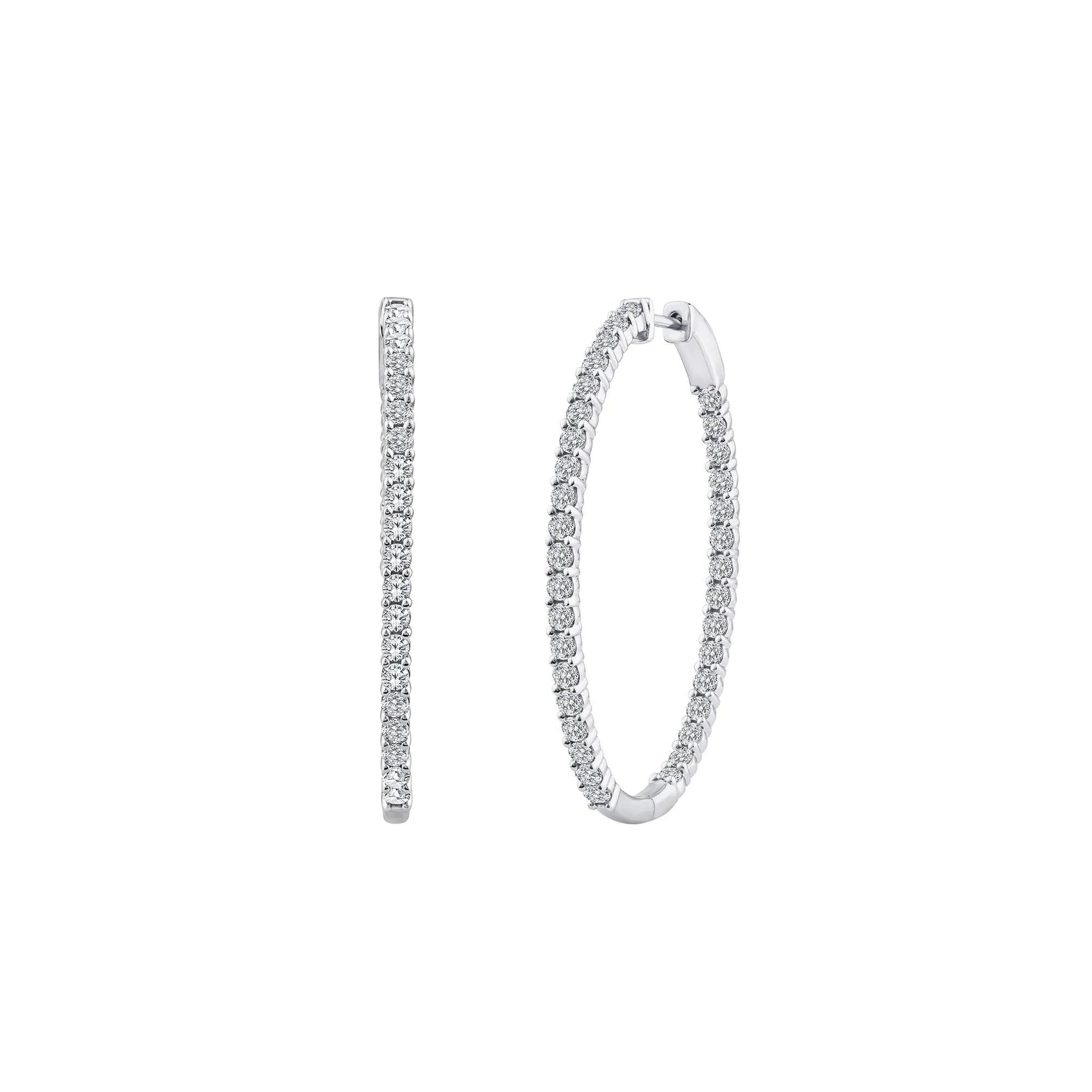 3 CT. Tw. Lab Grown Diamond Hoop Earrings 10K White Gold Size 27.00mm