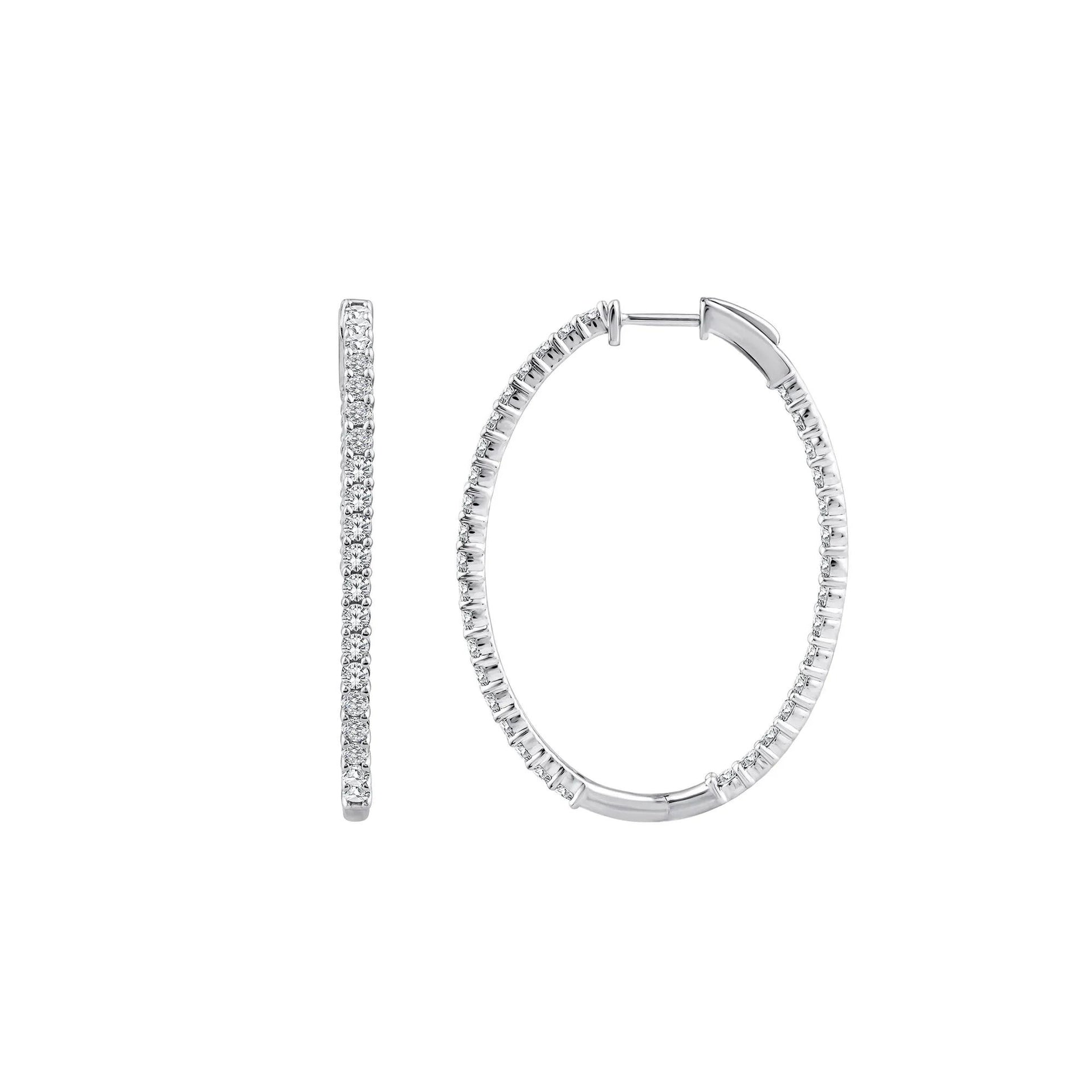 3 CT. Tw. Lab Grown Diamond Hoop Earrings 10K White Gold Size 27.00mm