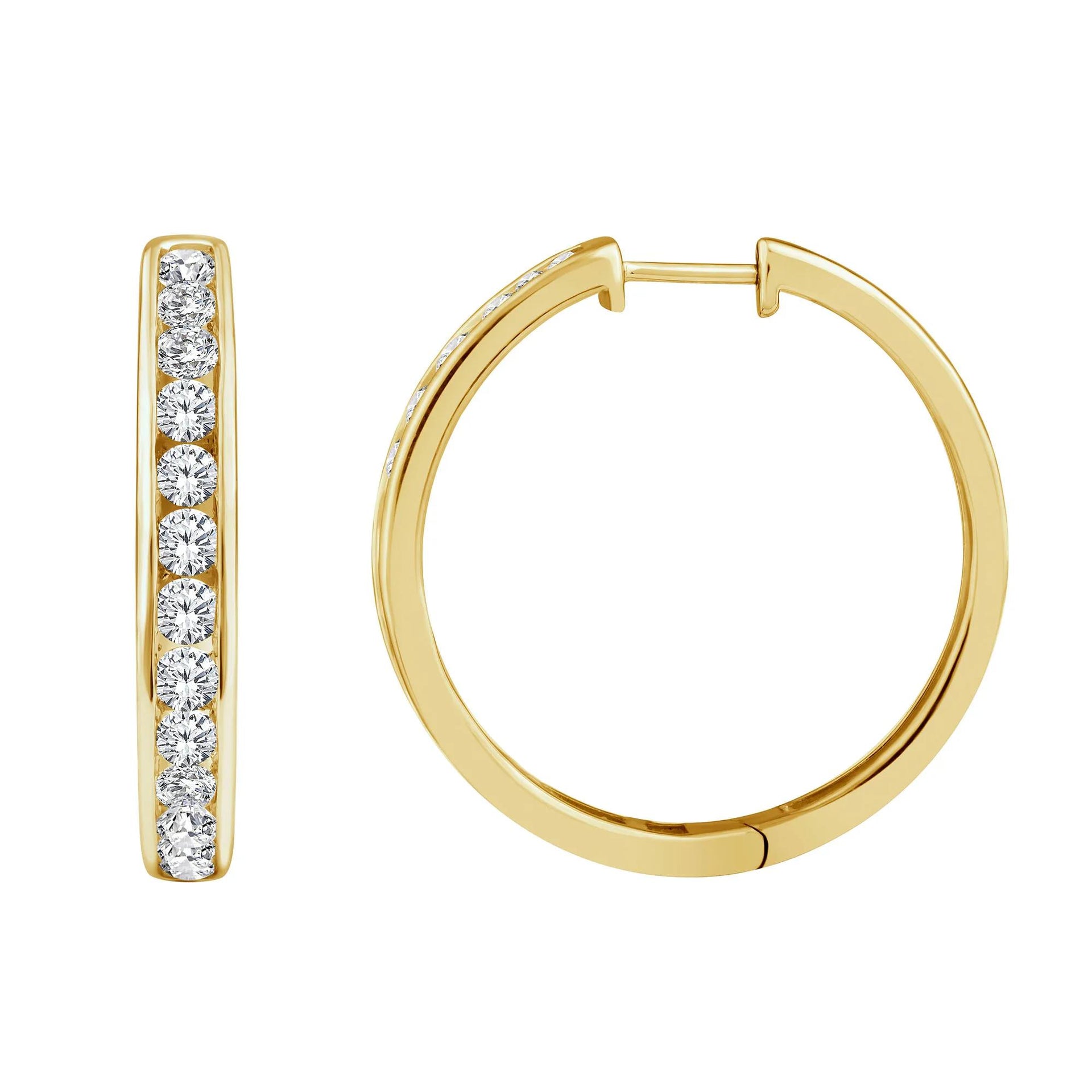 3 CT. Tw. Lab Grown Diamond Hoop Earrings 10K Yellow Gold Size 4.70mm