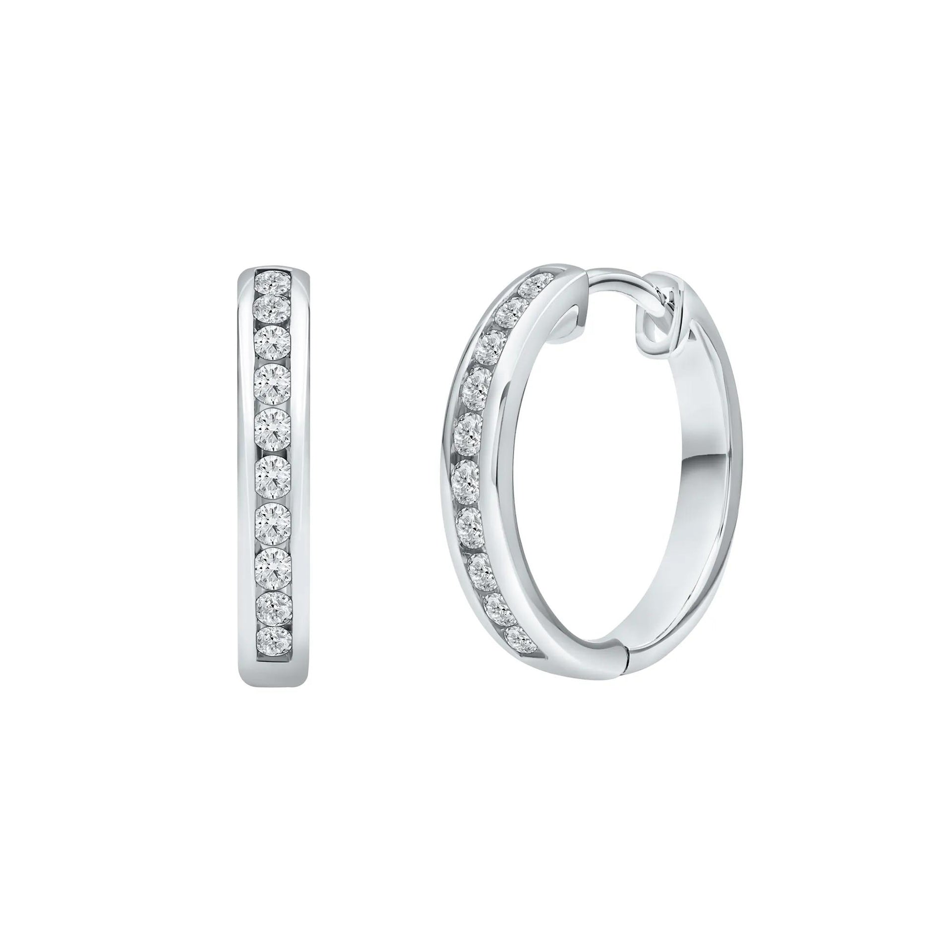 1/3 CT. Tw. Lab Grown Diamond Hoop Earrings 14K White Gold Size 16.00mm