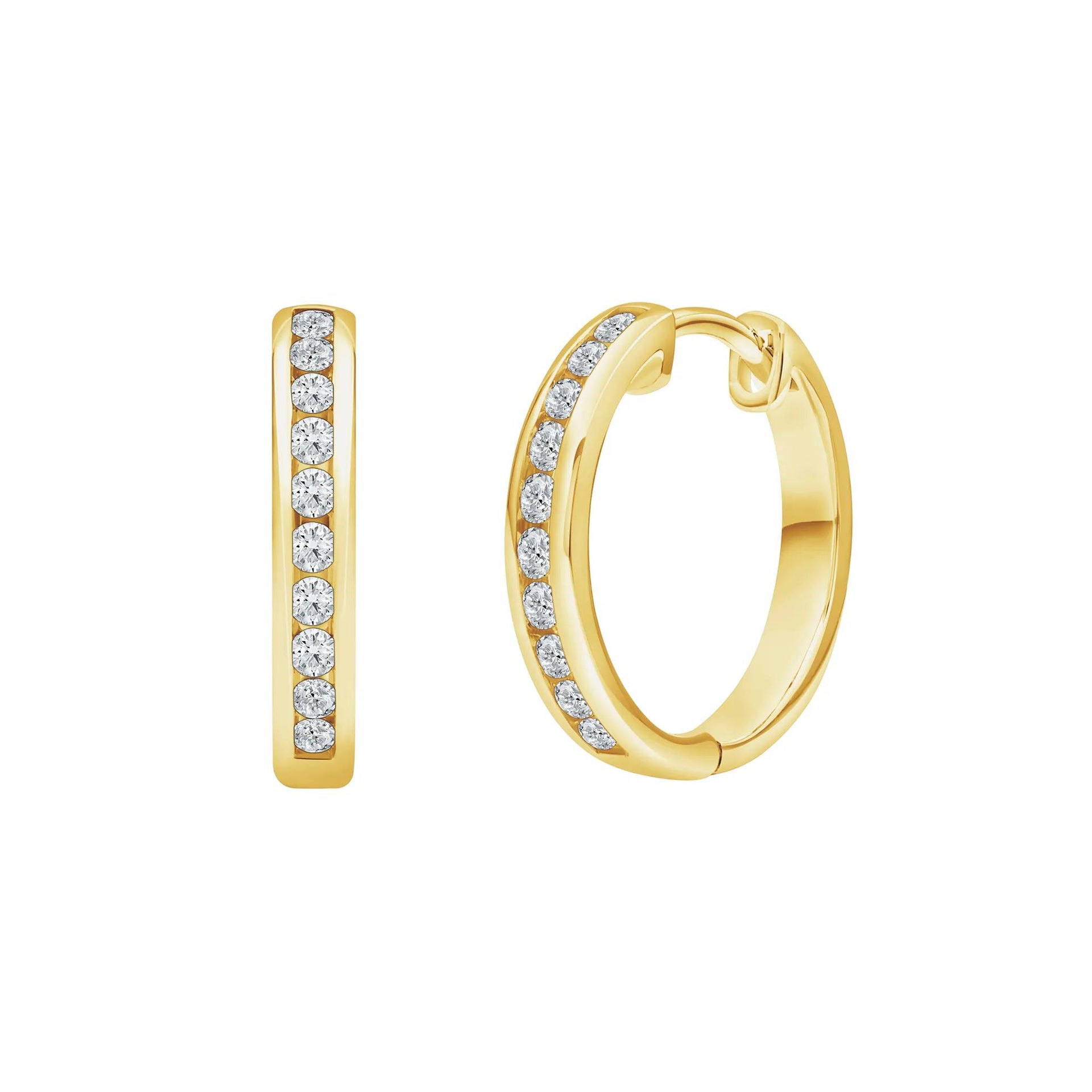 1/3 CT. Tw. Lab Grown Diamond Hoop Earrings 14K Yellow Gold Size 16.00mm
