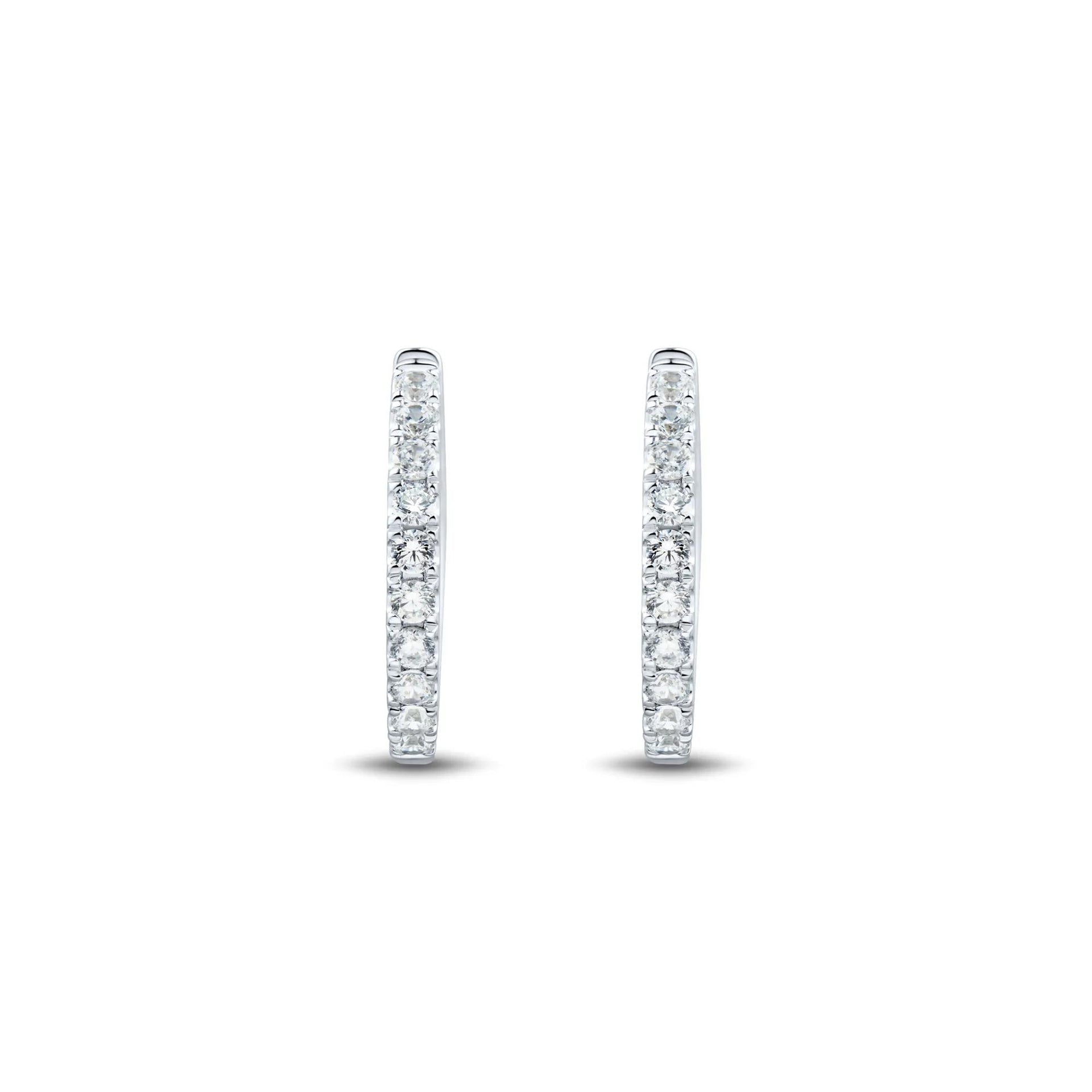 1/2 CT. Tw. Lab Grown Diamond Hoop Earrings 14K White Gold Size 16.50mm