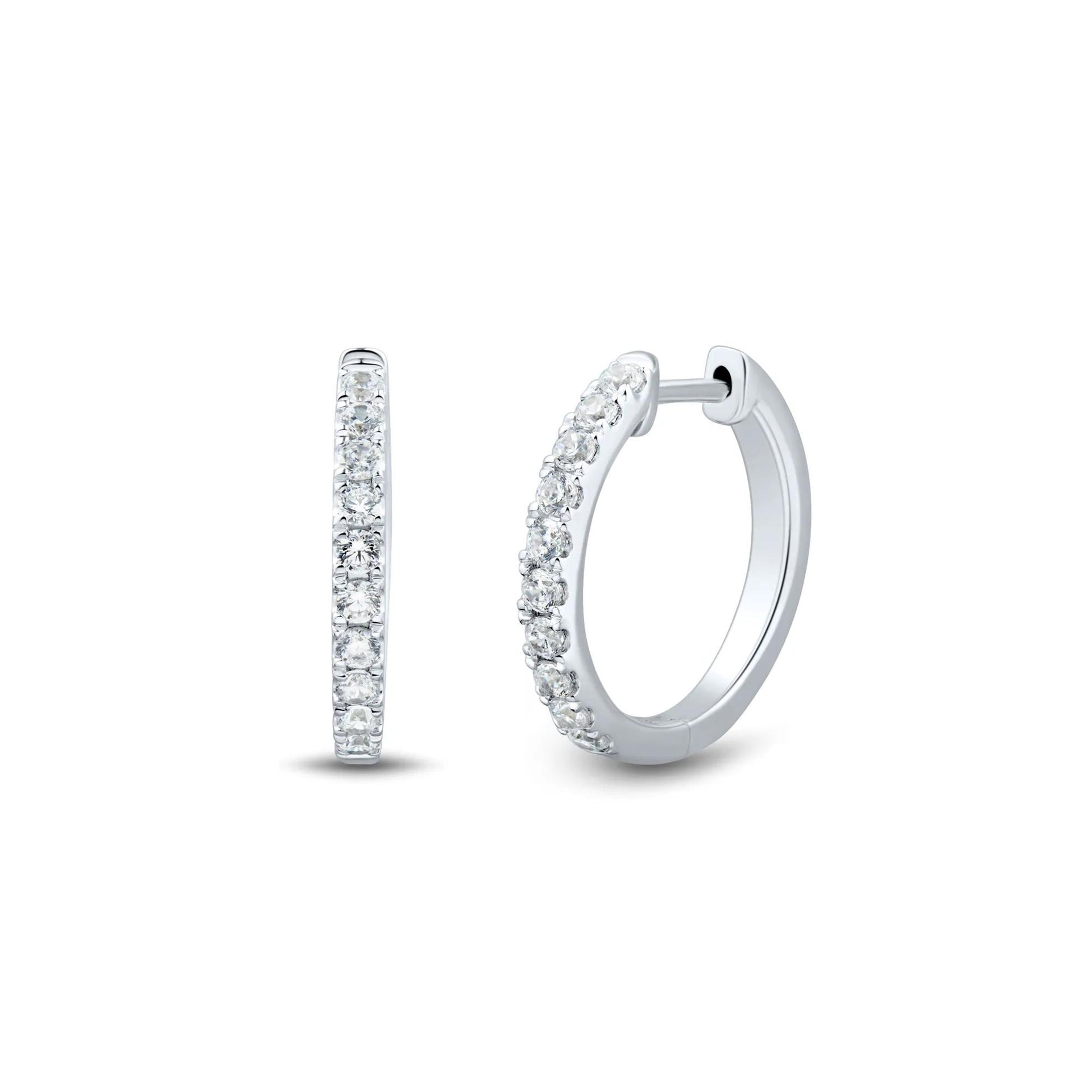 1/2 CT. Tw. Lab Grown Diamond Hoop Earrings 14K White Gold Size 16.50mm