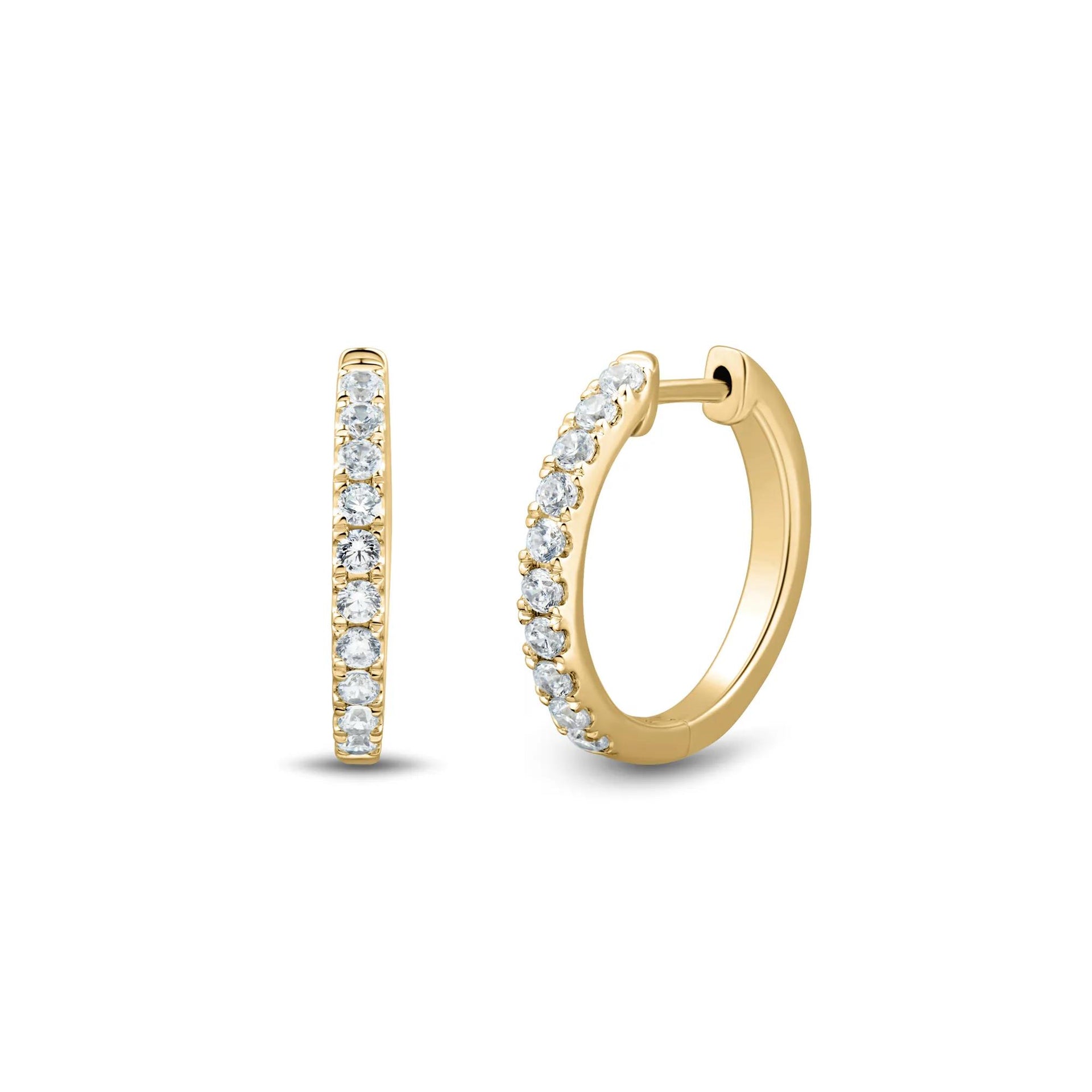 1/2 CT. Tw. Lab Grown Diamond Hoop Earrings 14K Yellow Gold Size 16.50mm