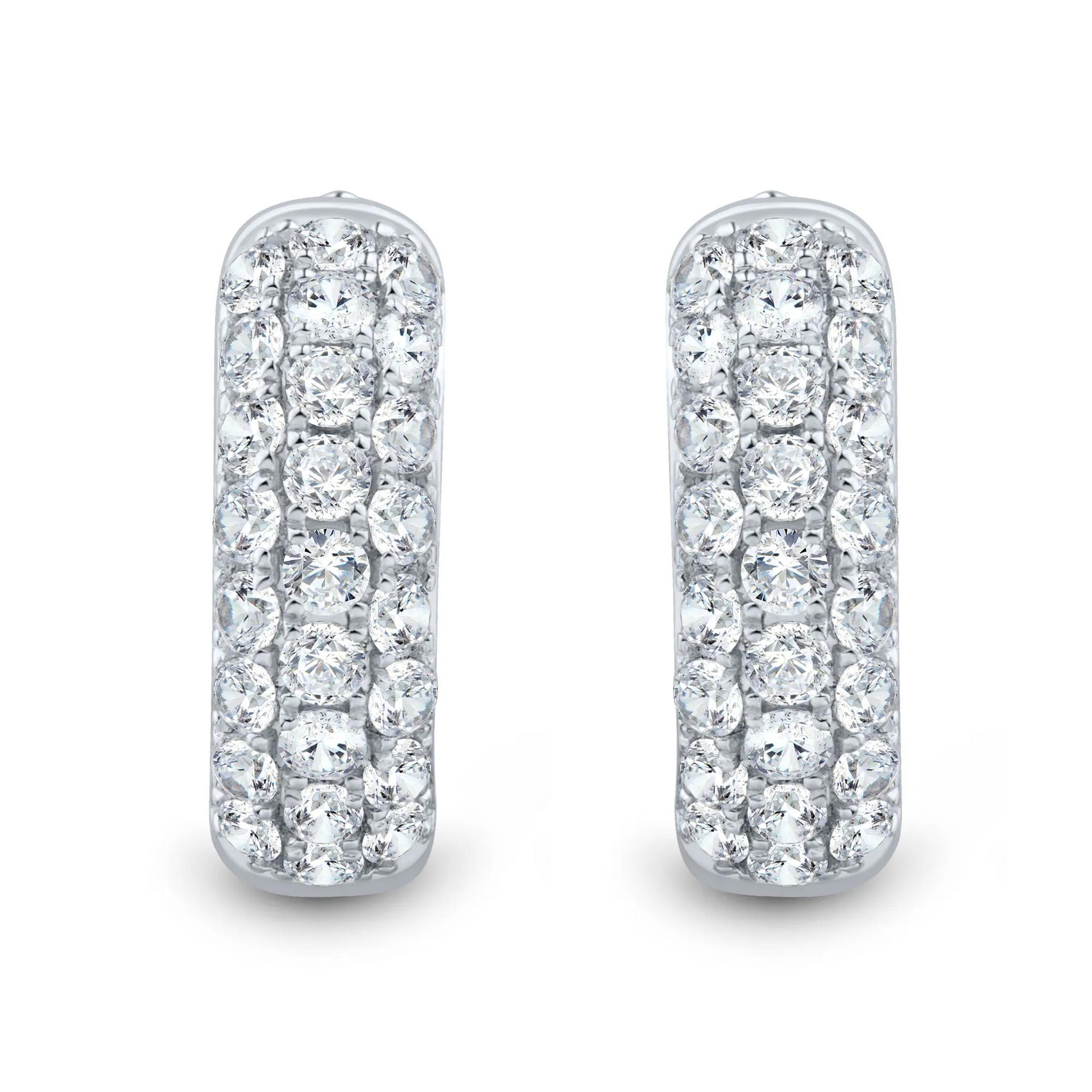 1/2 CT. Tw. Lab Grown Diamond Hoop Earrings 14K White Gold Size 17.00mm
