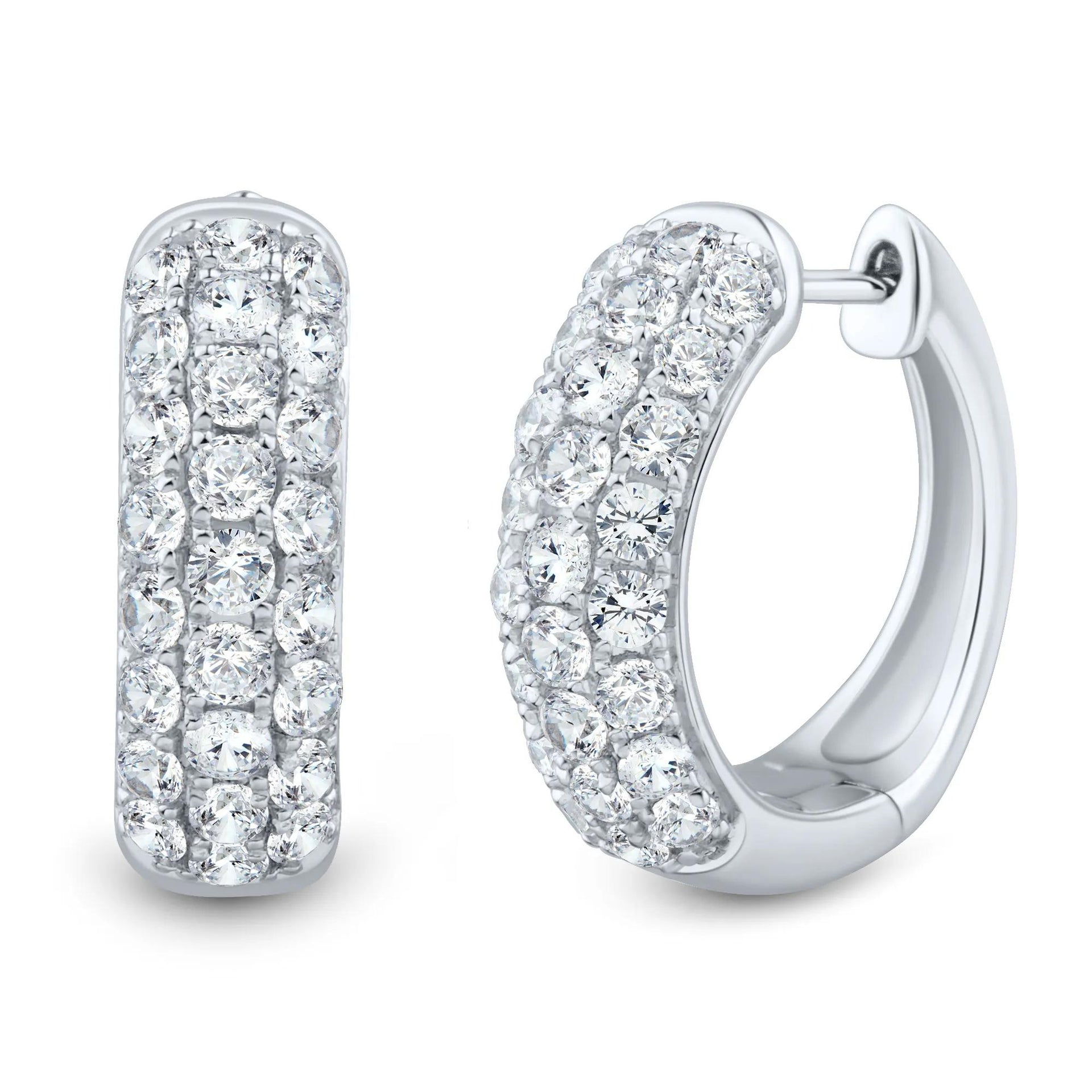 1/2 CT. Tw. Lab Grown Diamond Hoop Earrings 14K White Gold Size 17.00mm