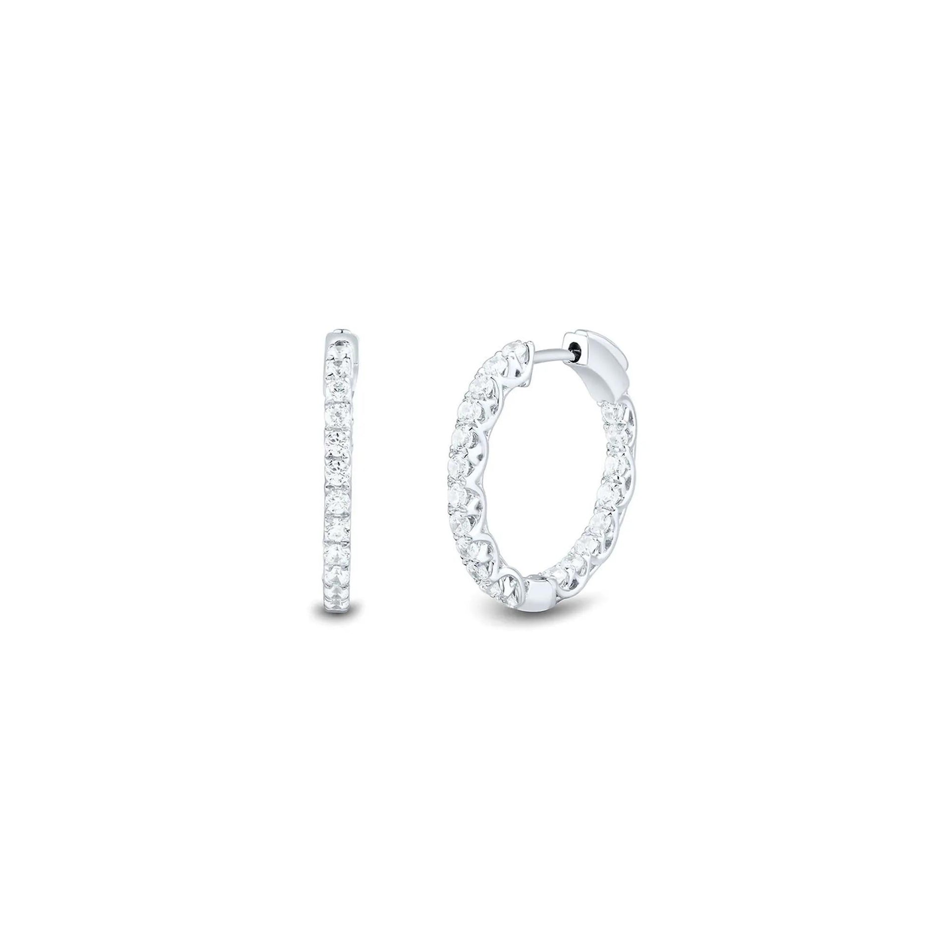 1 CT. Tw. Lab Grown Diamond Inside-Out Hoop Earrings 14K White Gold Size 19.00mm