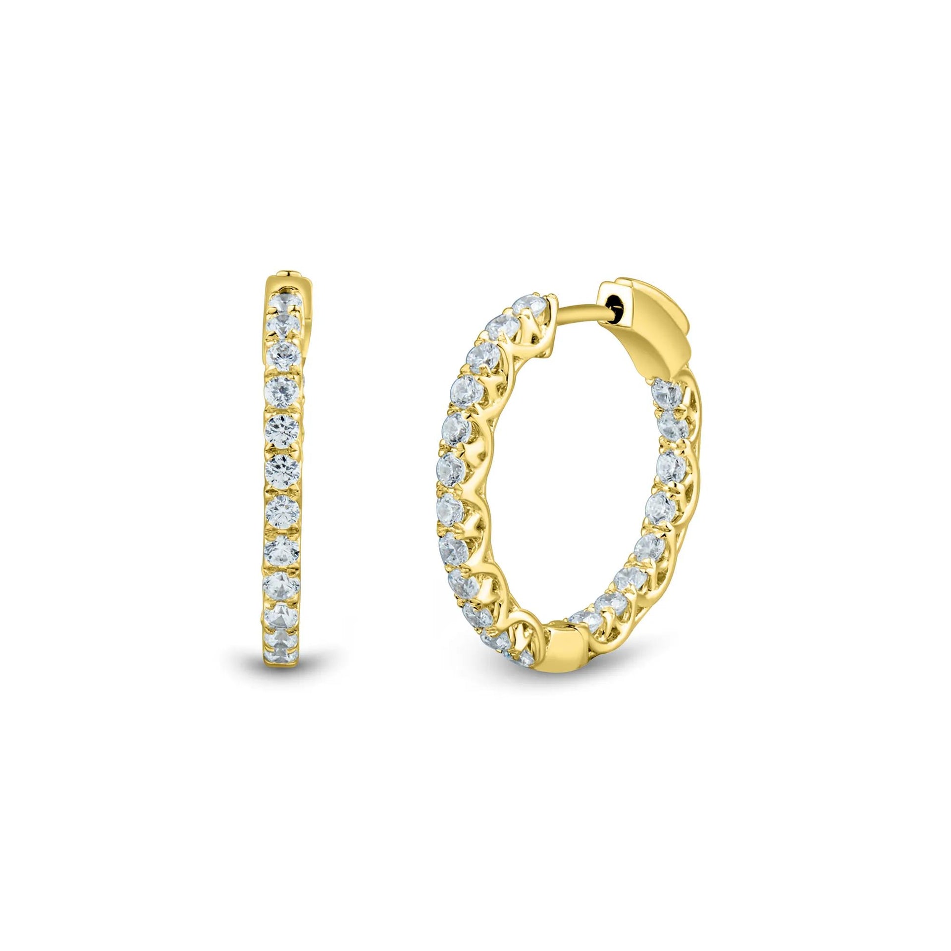1 CT. Tw. Lab Grown Diamond Inside-Out Hoop Earrings 14K Yellow Gold Size 18.50mm