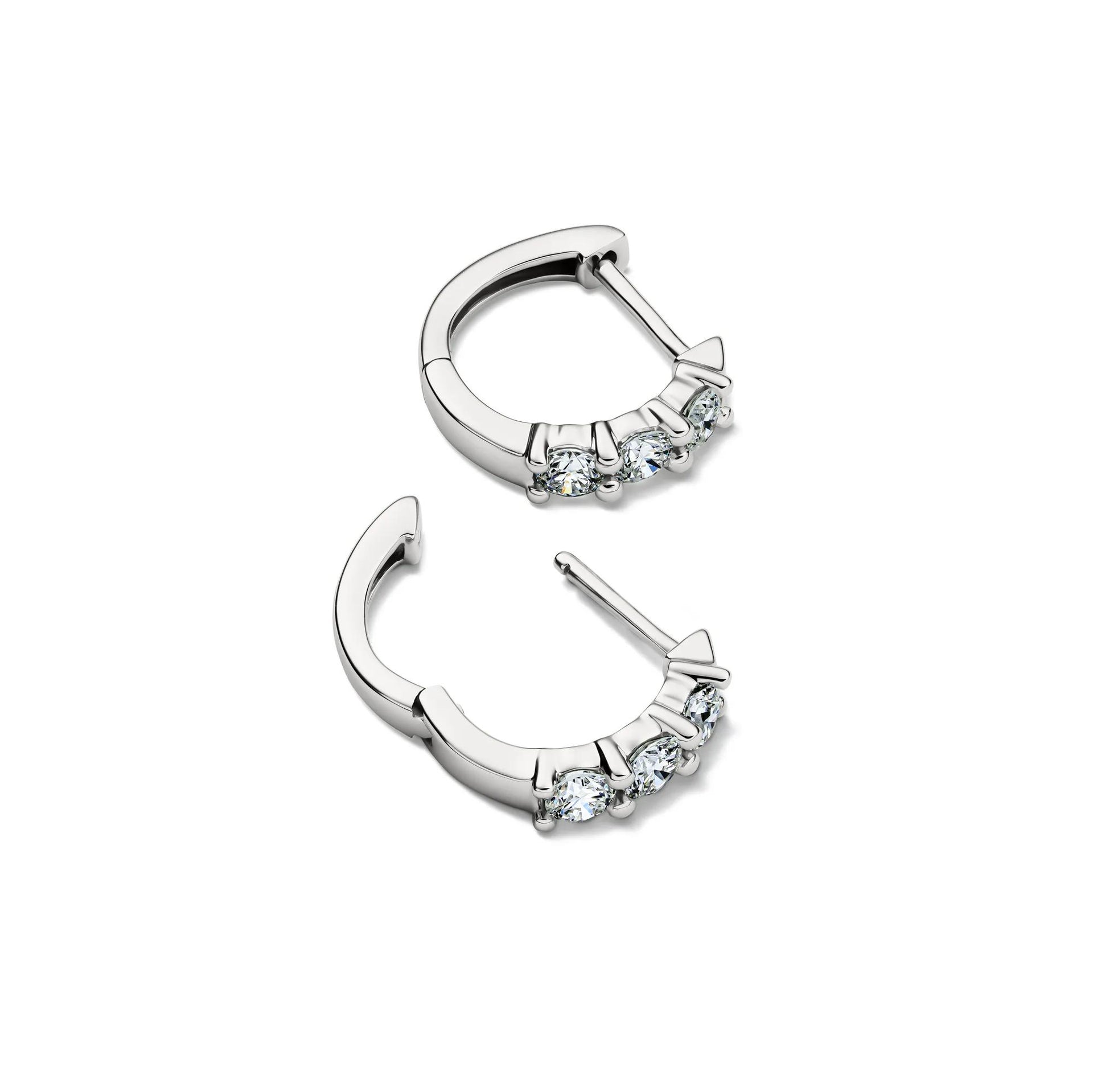 1/2 CT. Tw. Lab Grown Diamond Huggie Hoop Earrings 14K White Gold Size 11.00mm
