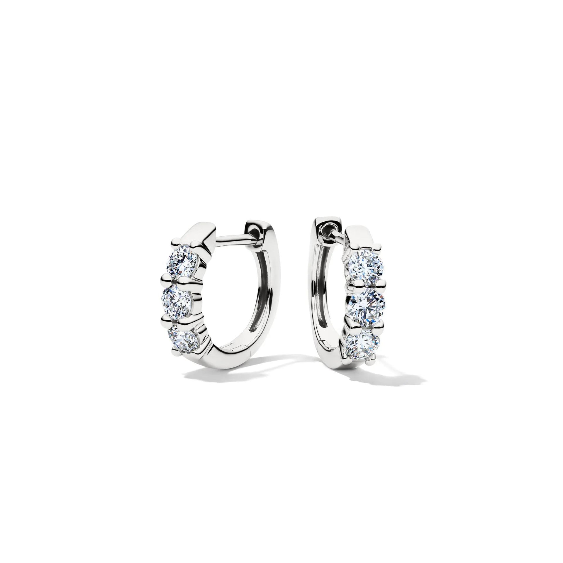 1/2 CT. Tw. Lab Grown Diamond Huggie Hoop Earrings 14K White Gold Size 11.00mm