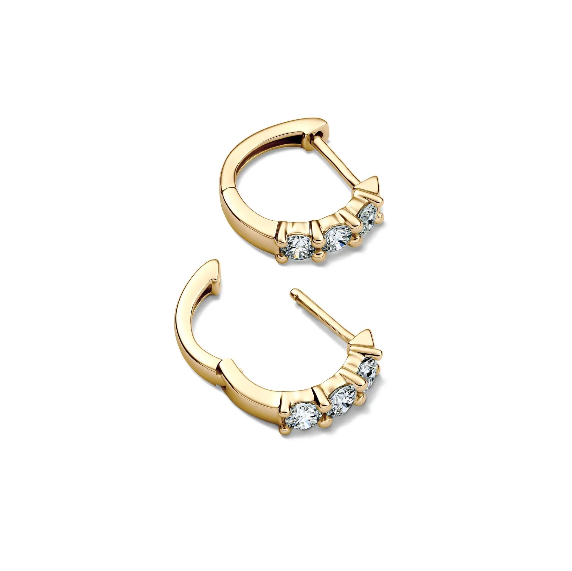 1/2 CT. Tw. Lab Grown Diamond Huggie Hoop Earrings 14K Yellow Gold Size 11.00mm