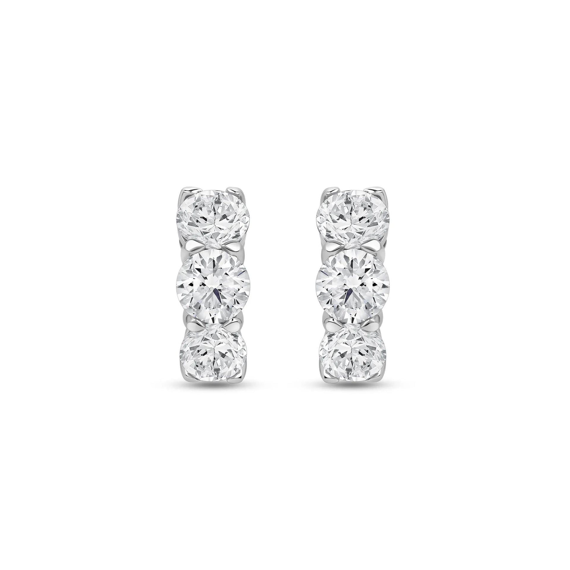 4 CT. Tw. Lab Grown Diamond Huggie Hoop Earrings 14K White Gold Size 5.60mm