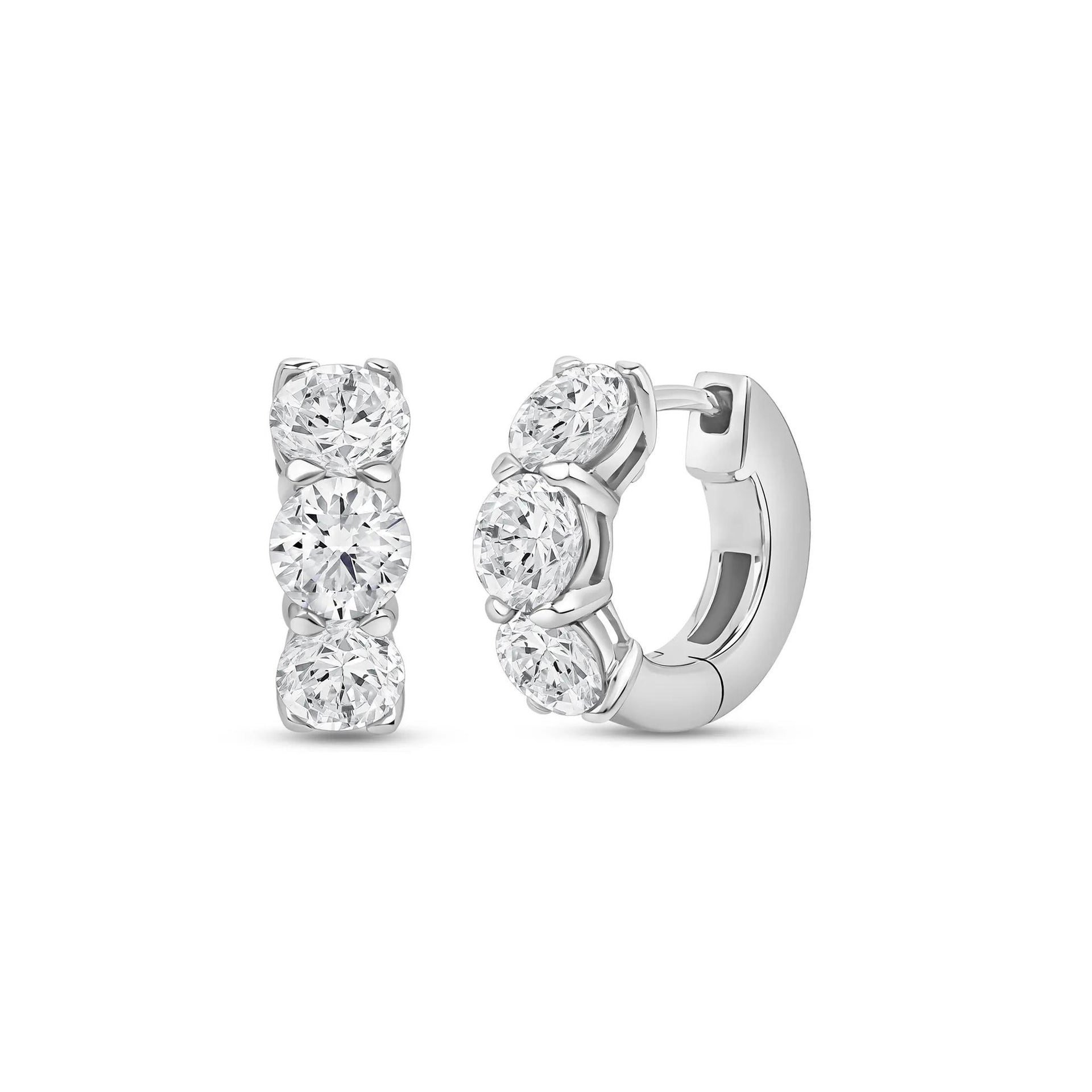 4 CT. Tw. Lab Grown Diamond Huggie Hoop Earrings 14K White Gold Size 5.60mm
