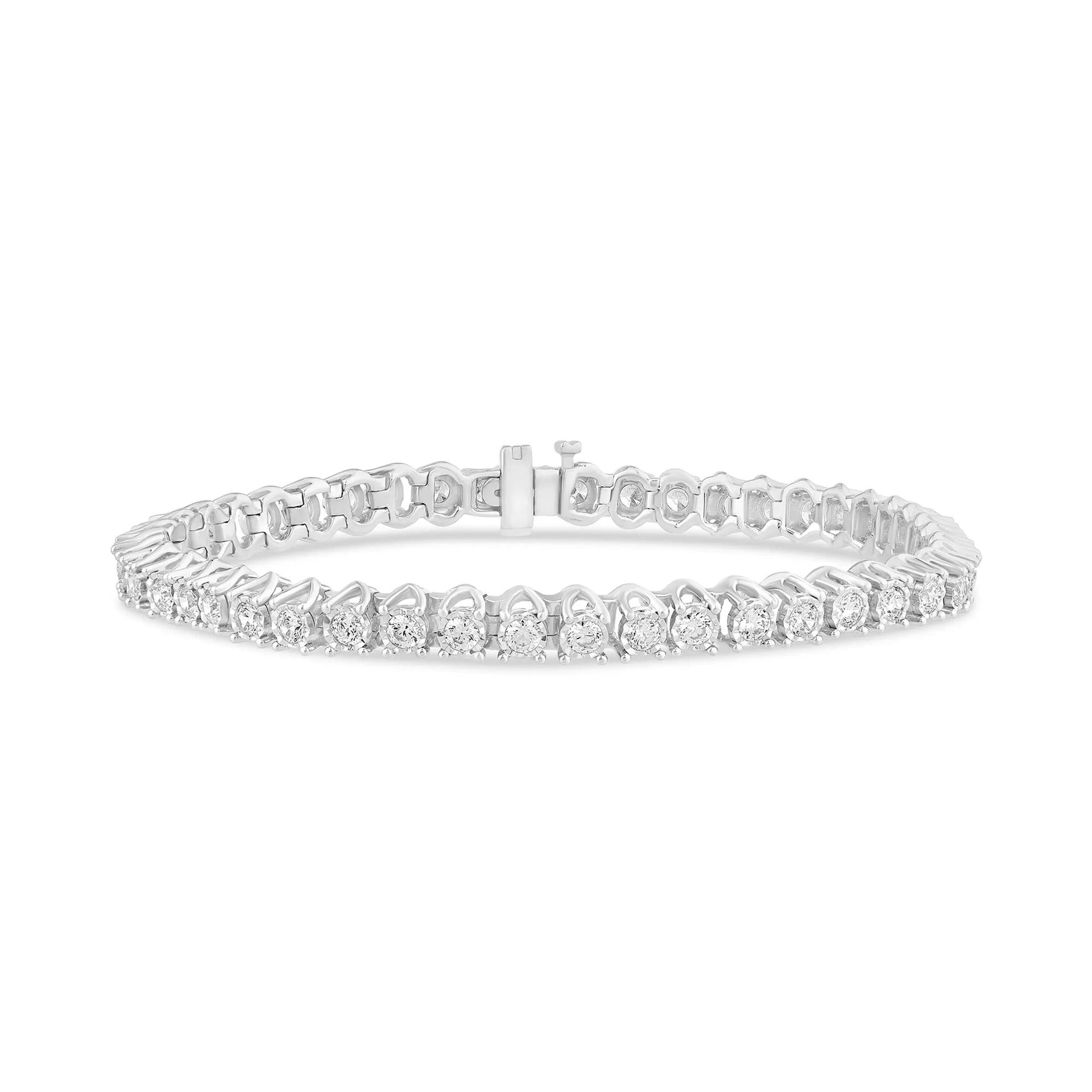 3 CT. Tw. Lab Grown Diamond Illusion Tennis Bracelet 10K White Gold Size 7.00mm