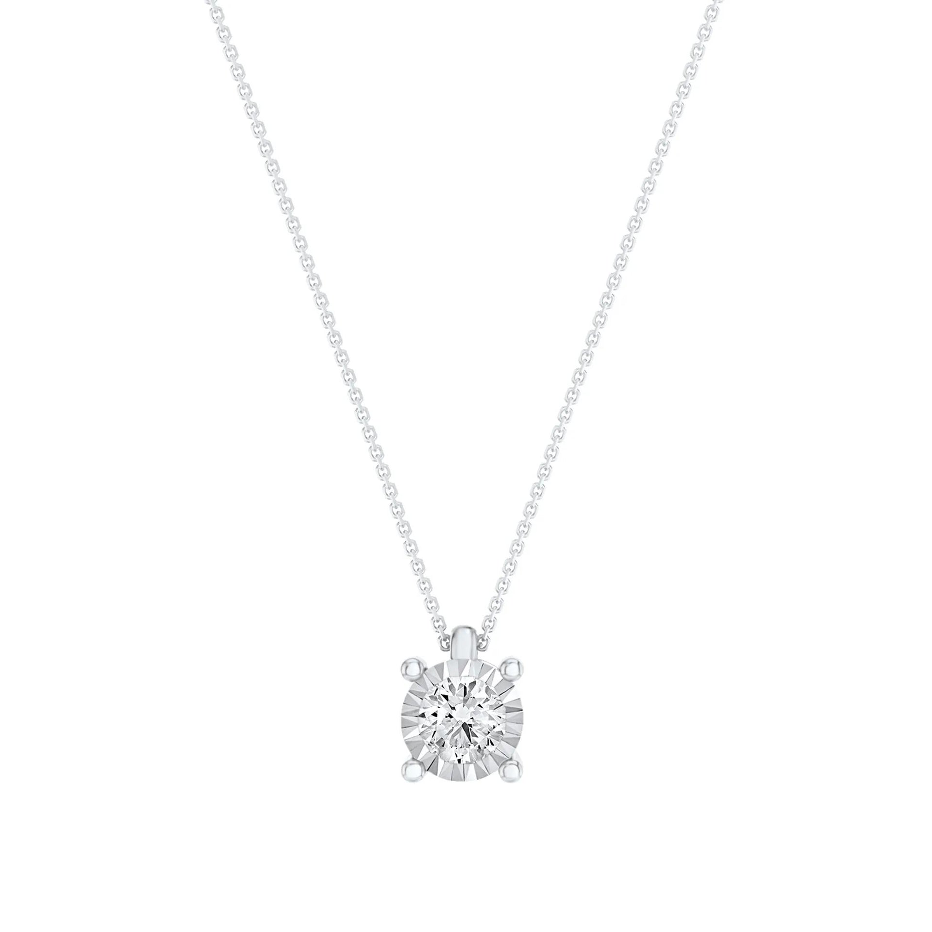1/2 CT. Tw. Lab Grown Diamond Illusion Pendant Necklace 10K White Gold ( ) Size 18"