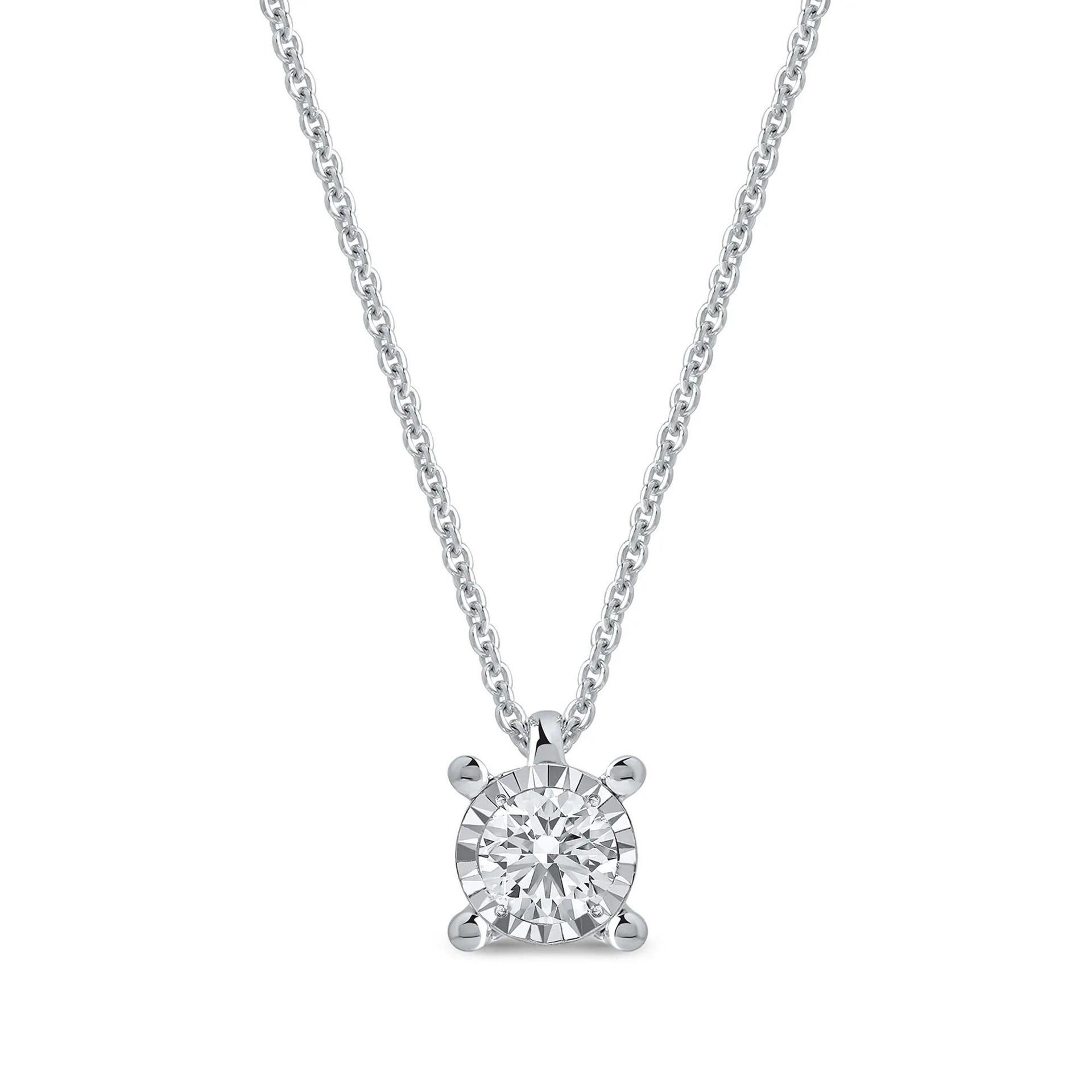 1/3 CT. Tw. Lab Grown Diamond Illusion Solitaire Pendant Necklace 10K White Gold Size 18"