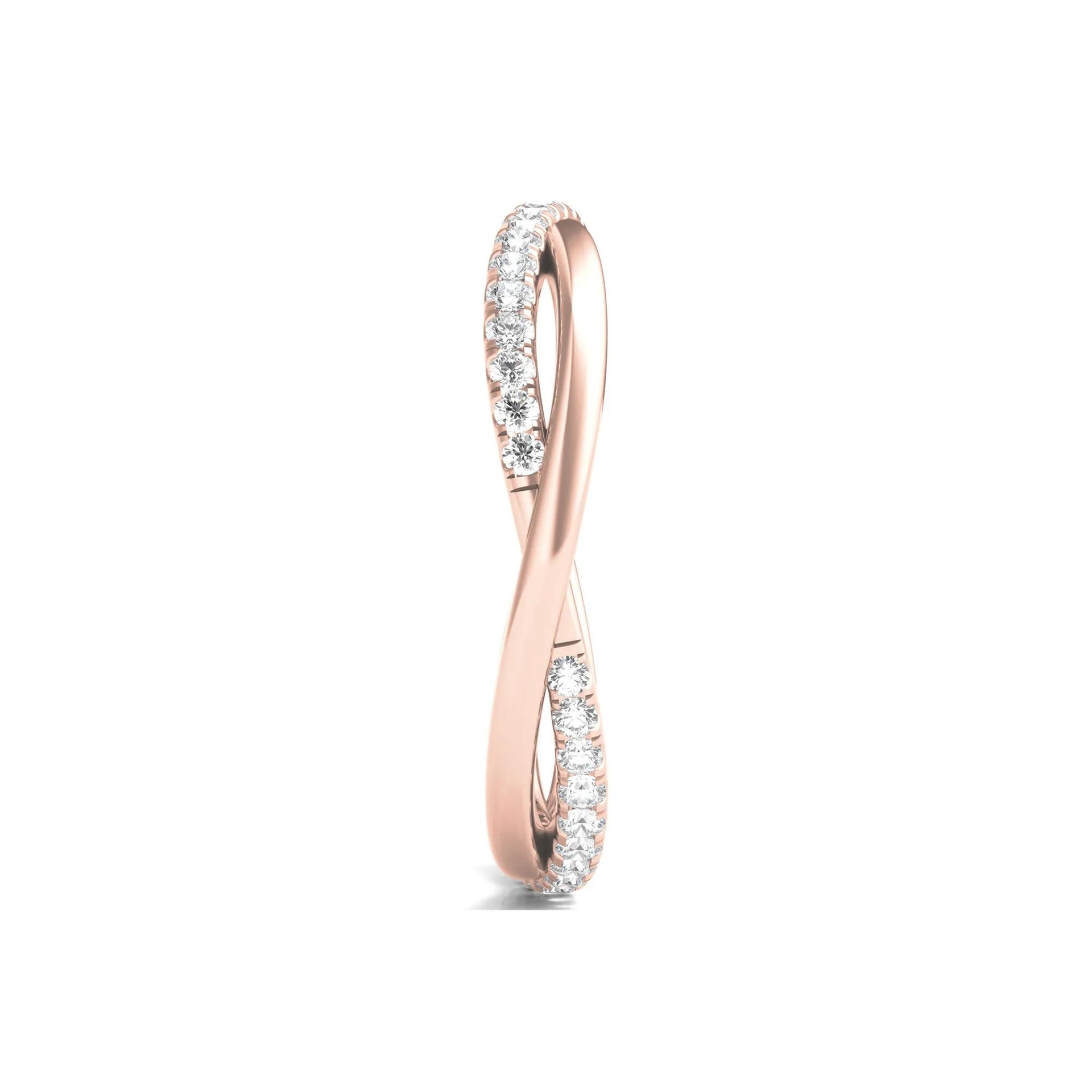 1/3 CT. Tw. Lab Grown Diamond Infinity Twist True Eternity Band Ring 14K Rose Gold Size 8