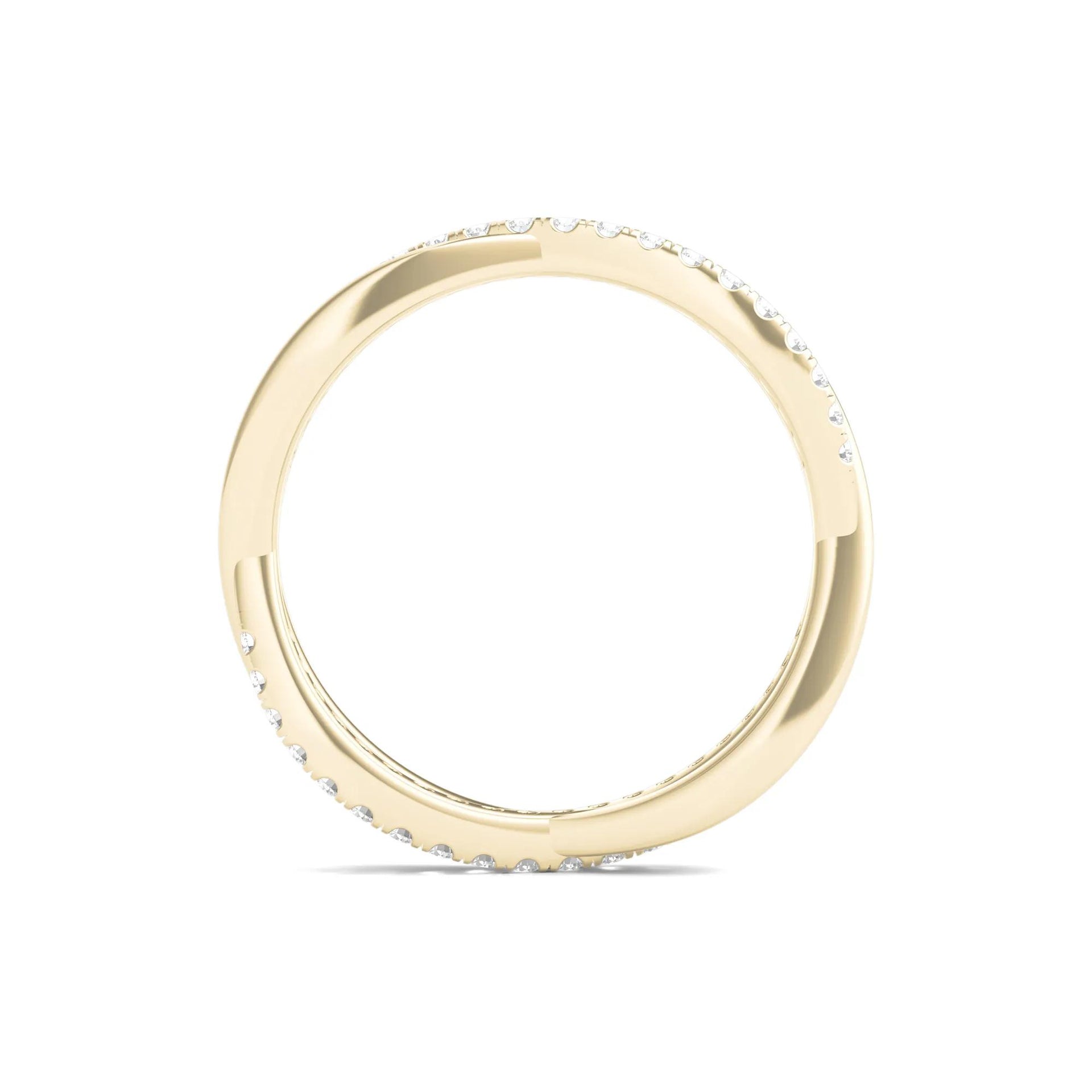 1/3 CT. Tw. Lab Grown Diamond Infinity Twist True Eternity Band Ring 14K Yellow Gold Round Brilliant Cut Size 6.5