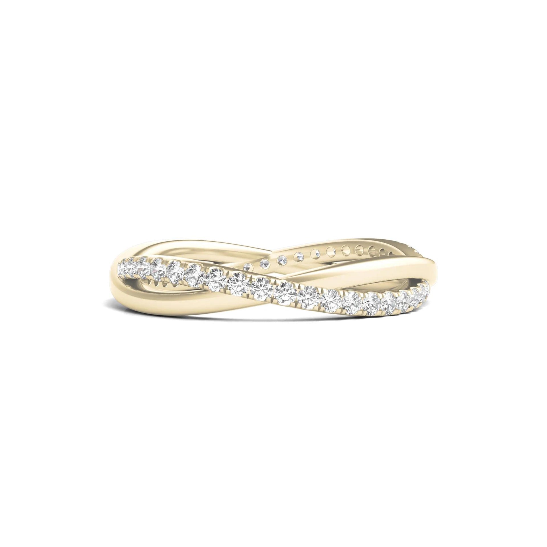 1/3 CT. Tw. Lab Grown Diamond Infinity Twist True Eternity Band Ring 14K Yellow Gold Round Brilliant Cut Size 6.5